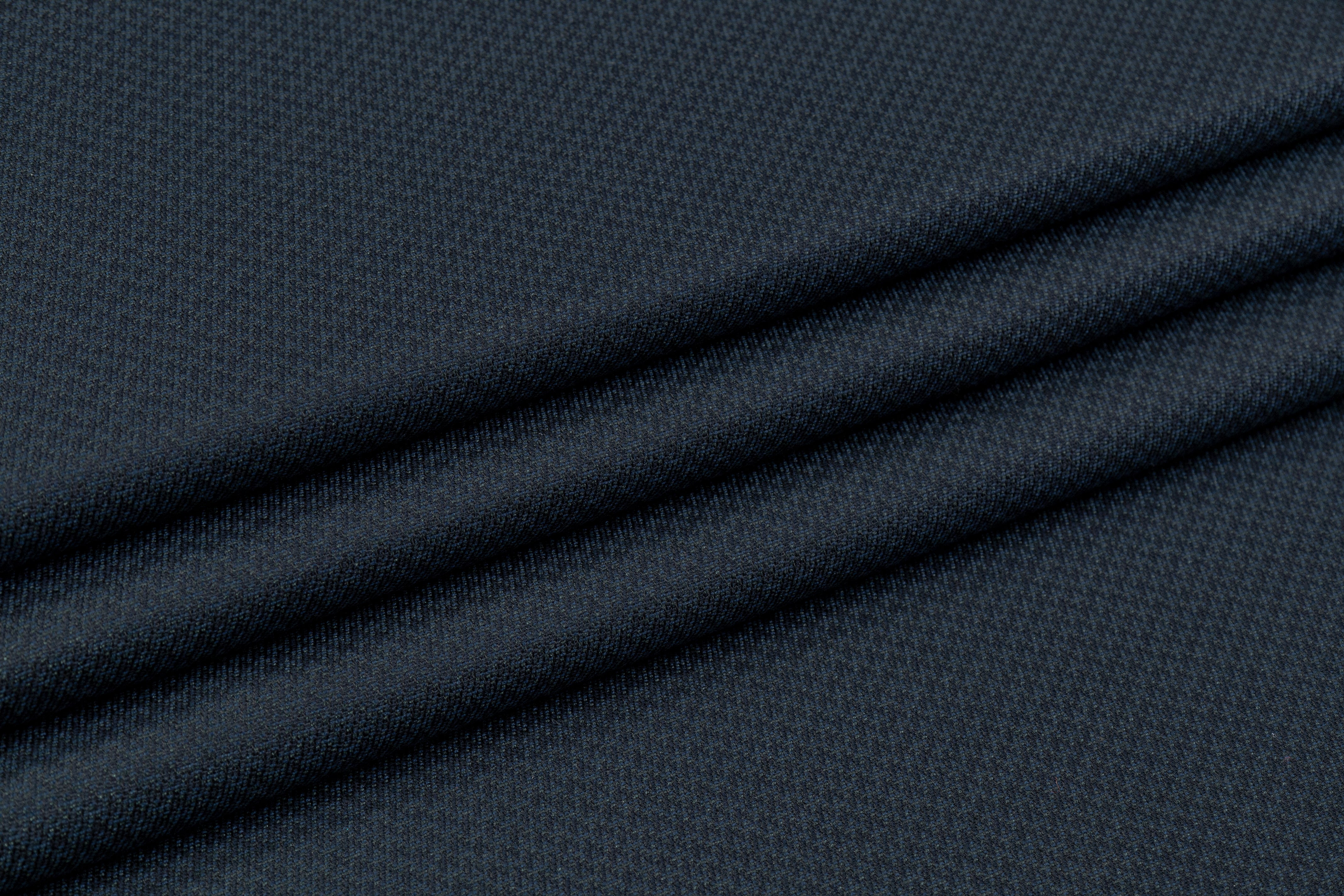 Micro Pattern Italian Wool Silk Viscose Blend - Blue