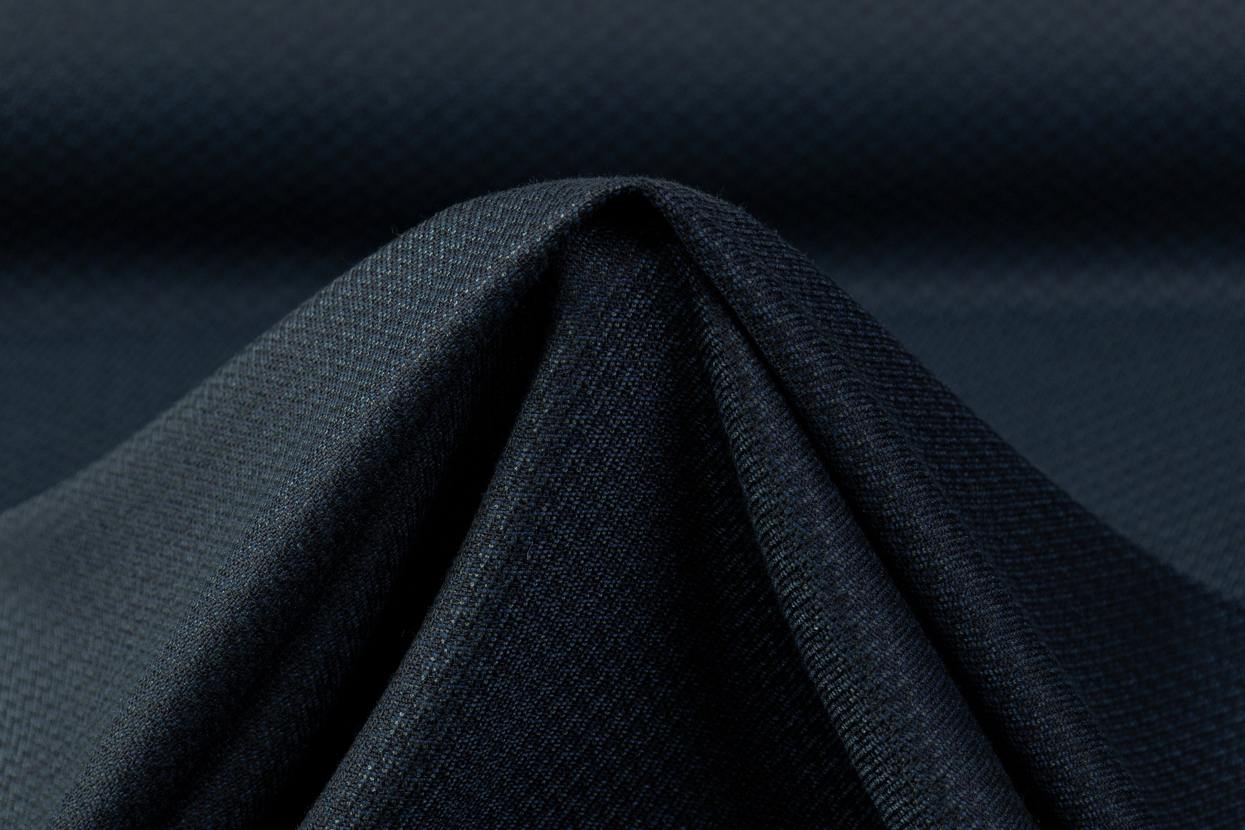 Micro Pattern Italian Wool Silk Viscose Blend - Blue