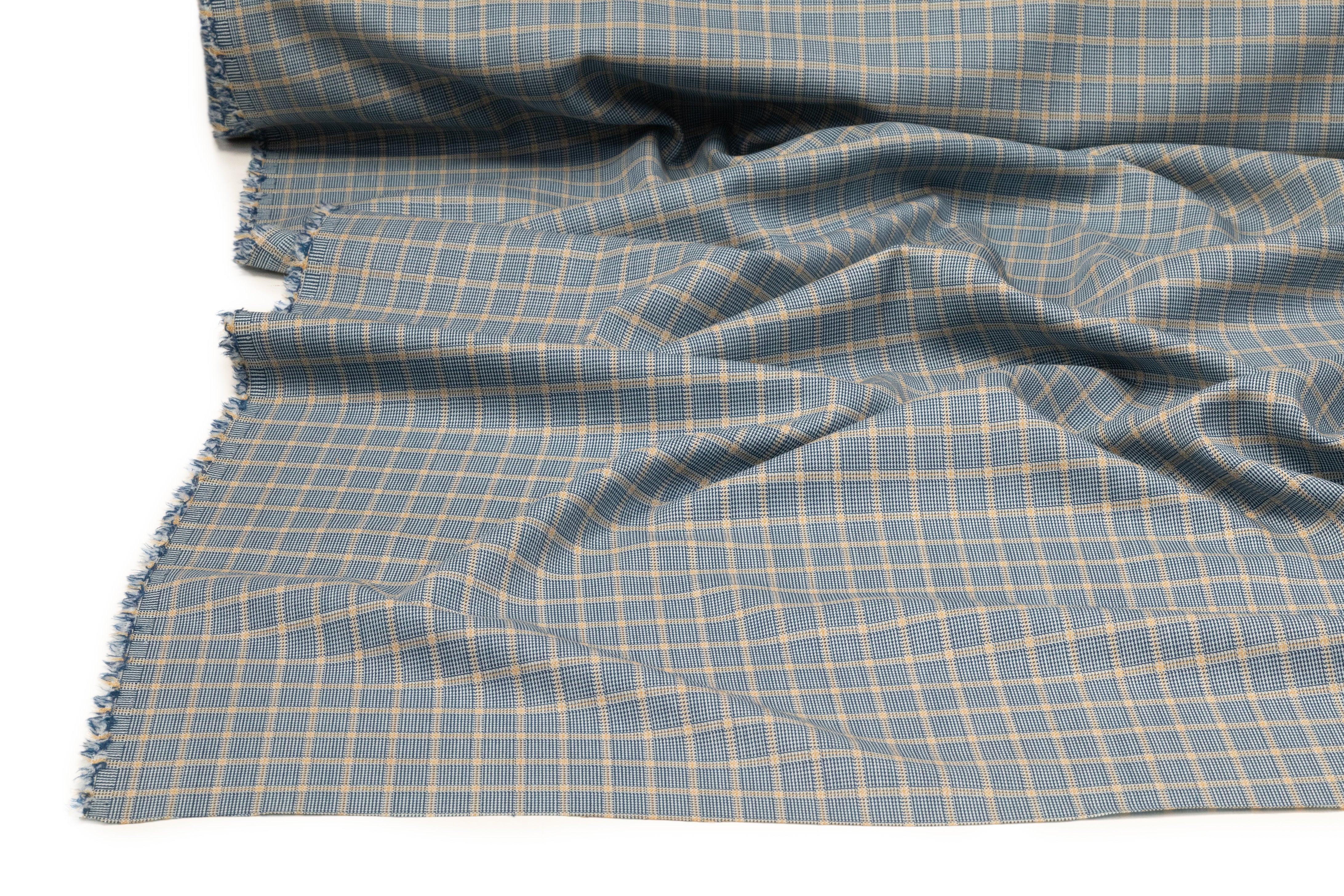 Checked Italian Wool Suiting - Blue / Beige
