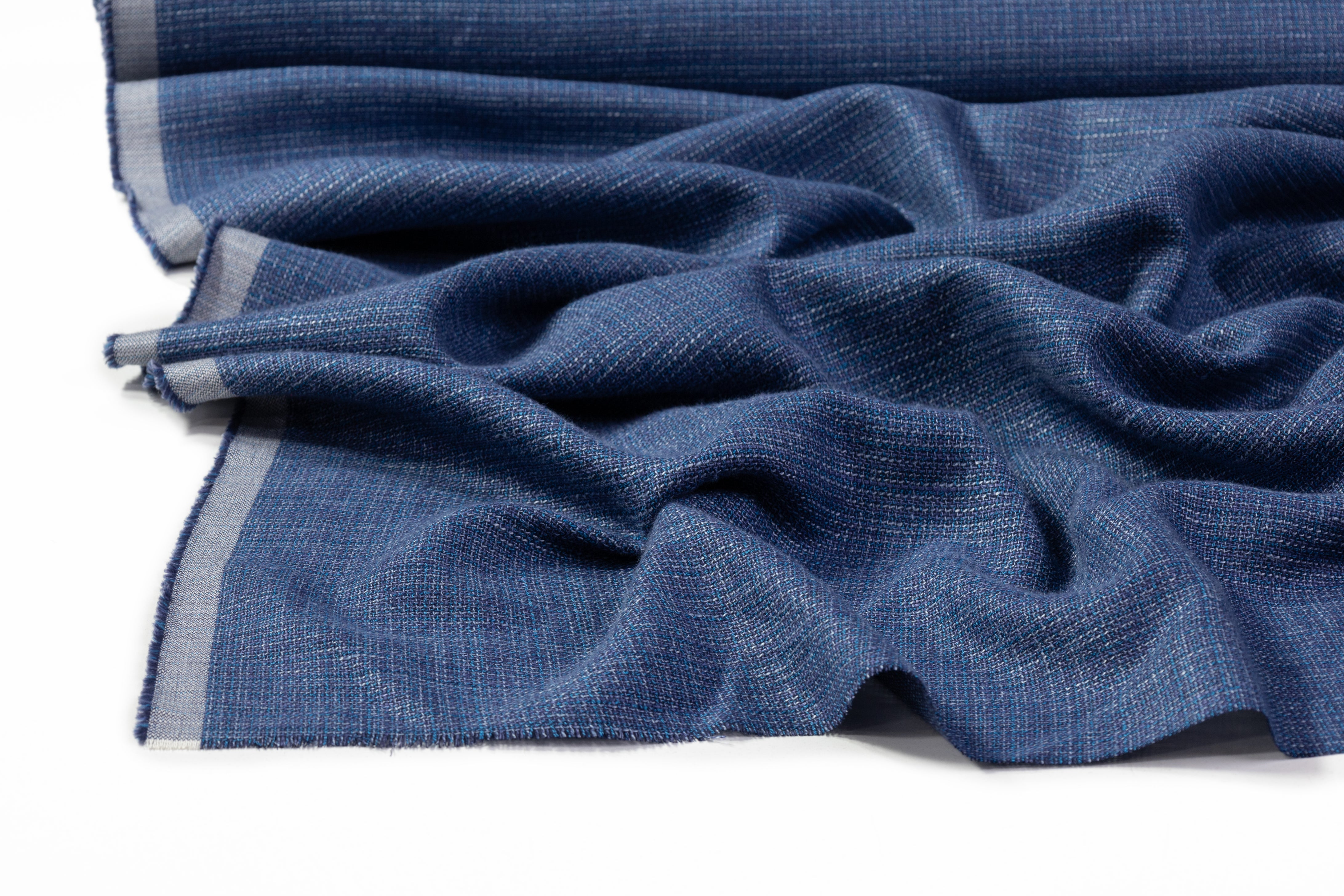 Textured Italian Wool Suiting - Blue