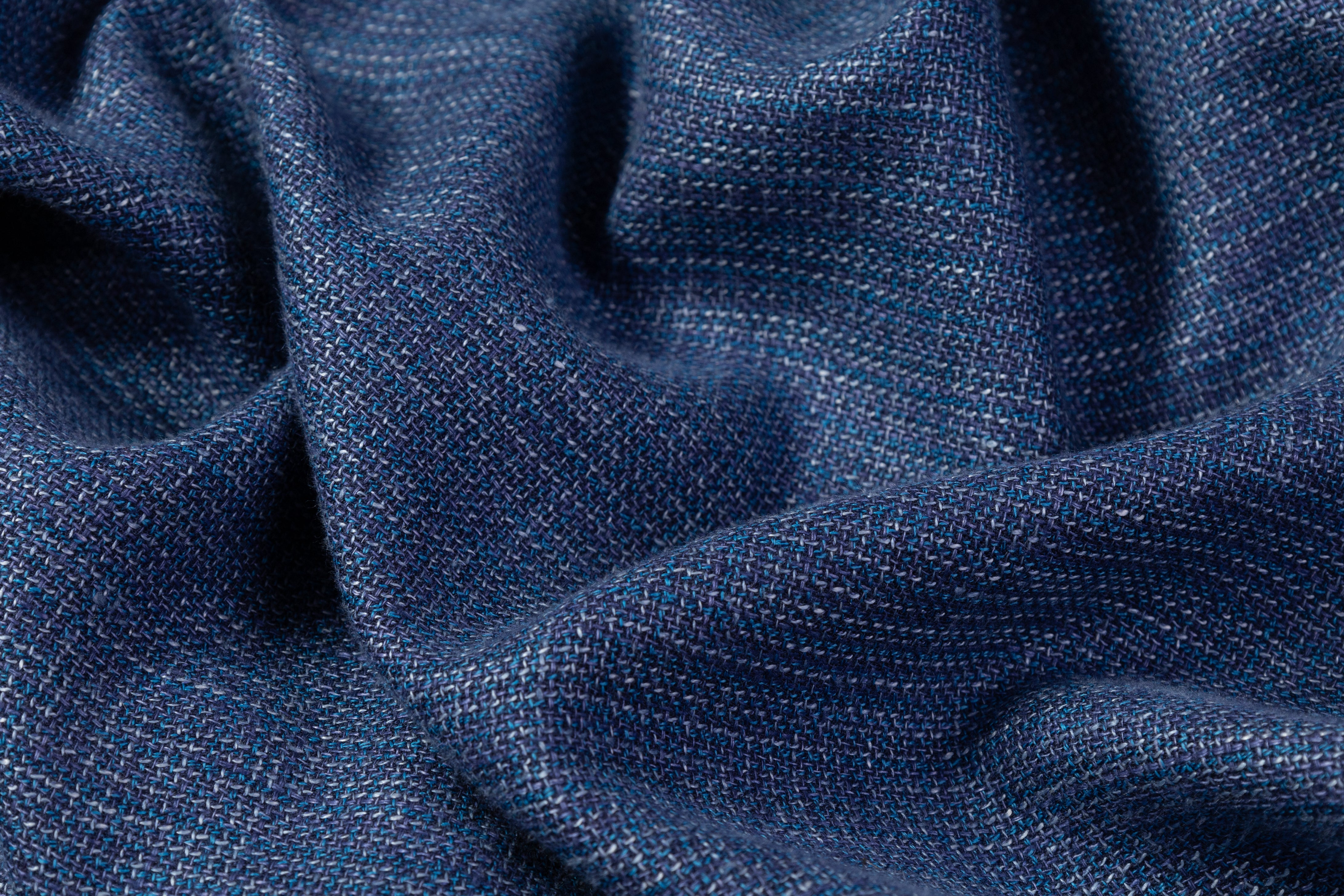 Textured Italian Wool Suiting - Blue
