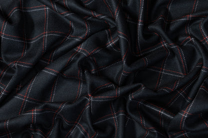 Checked Italian Wool Suiting - Green / Red