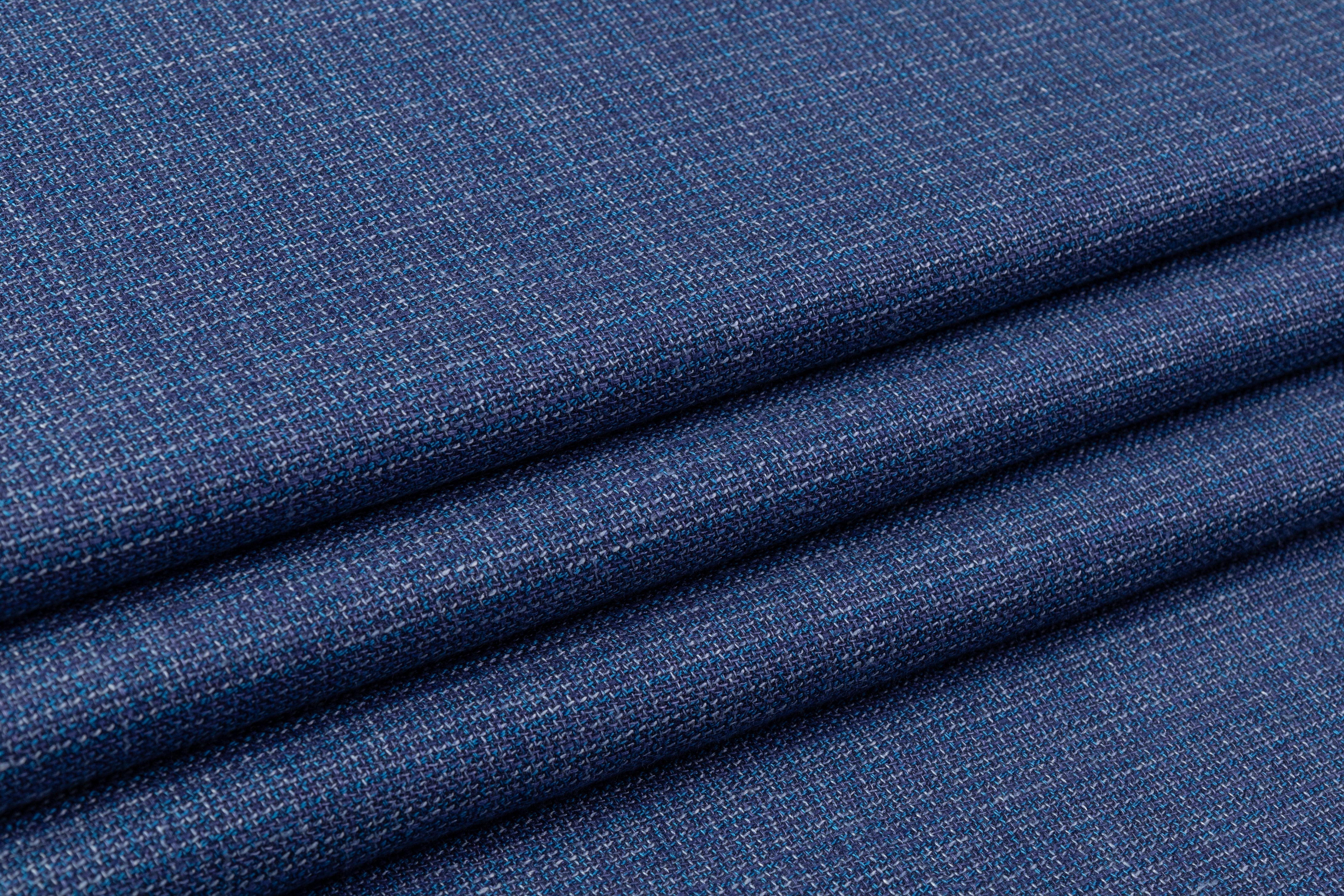 Textured Italian Wool Suiting - Blue