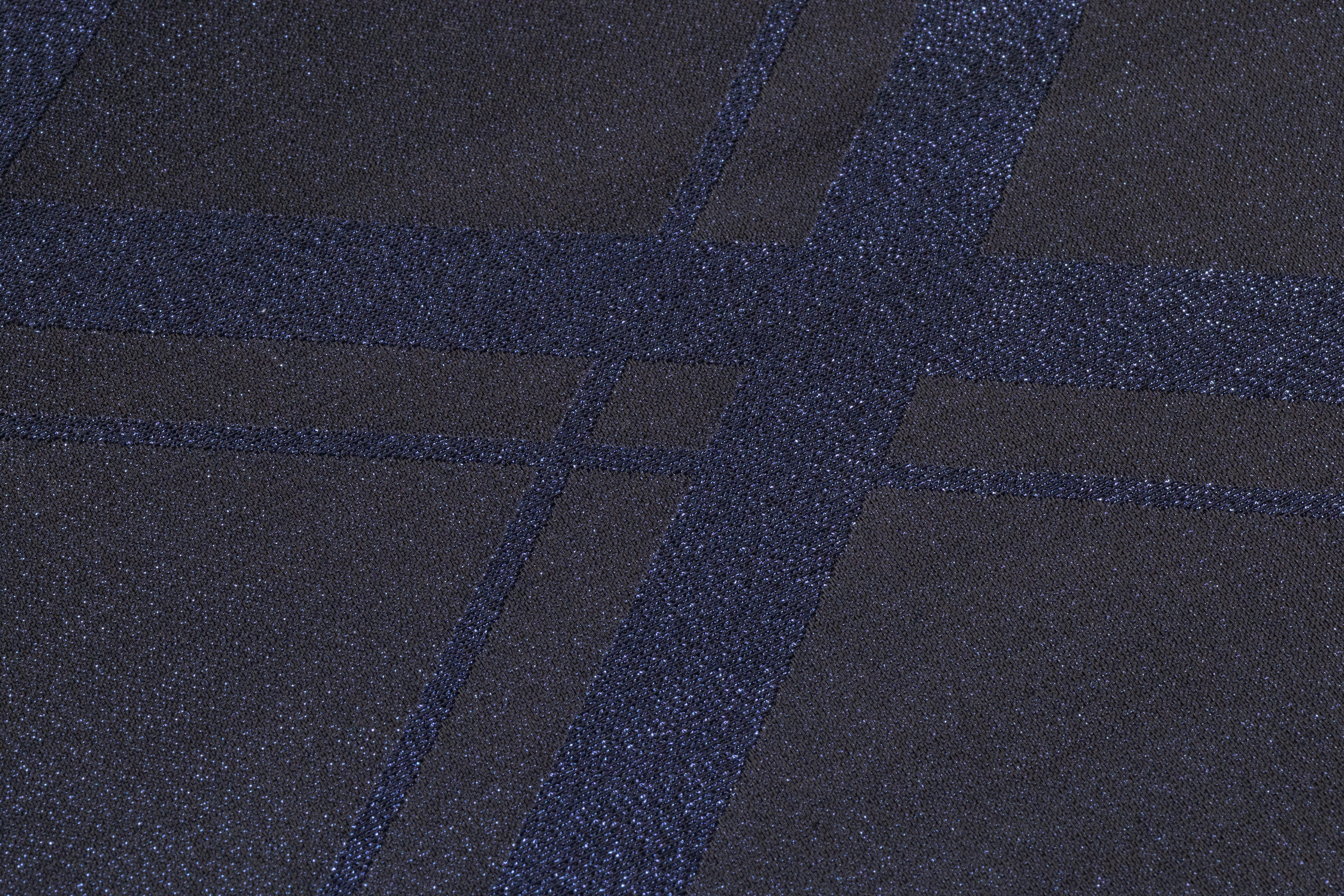 Plaid Italian Metallic Brocade - Navy Blue