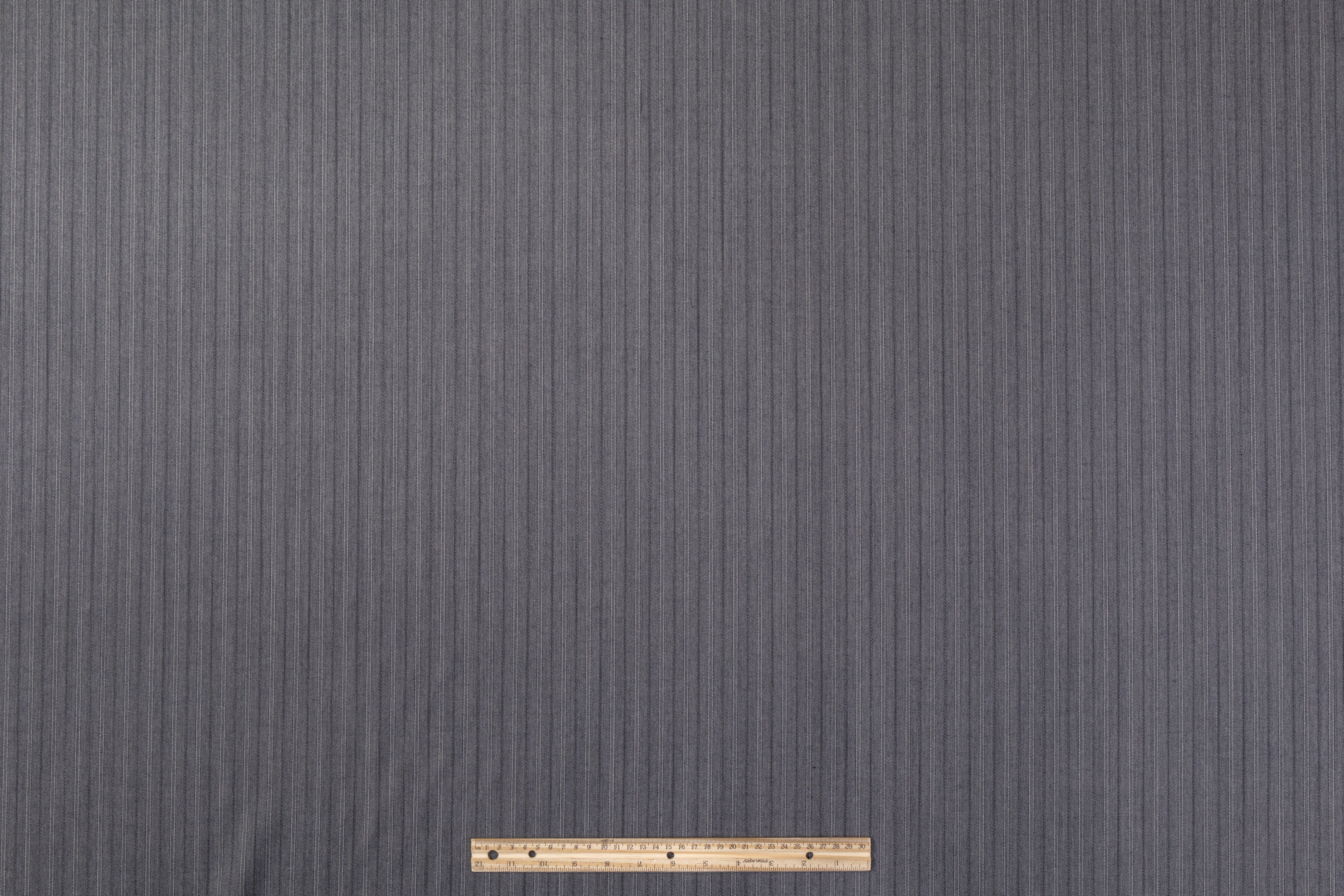 Striped Italian Wool Suiting - Gray