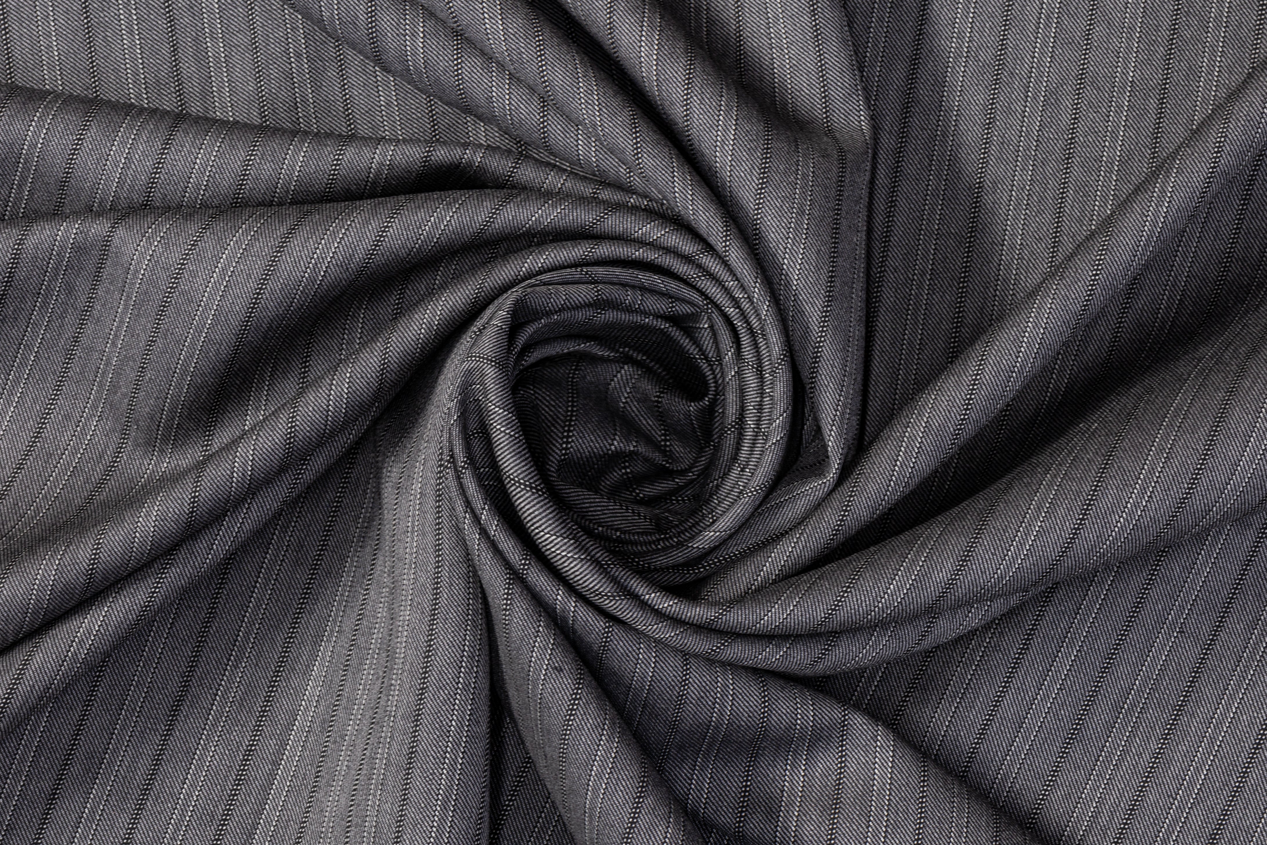 Striped Italian Wool Suiting - Gray
