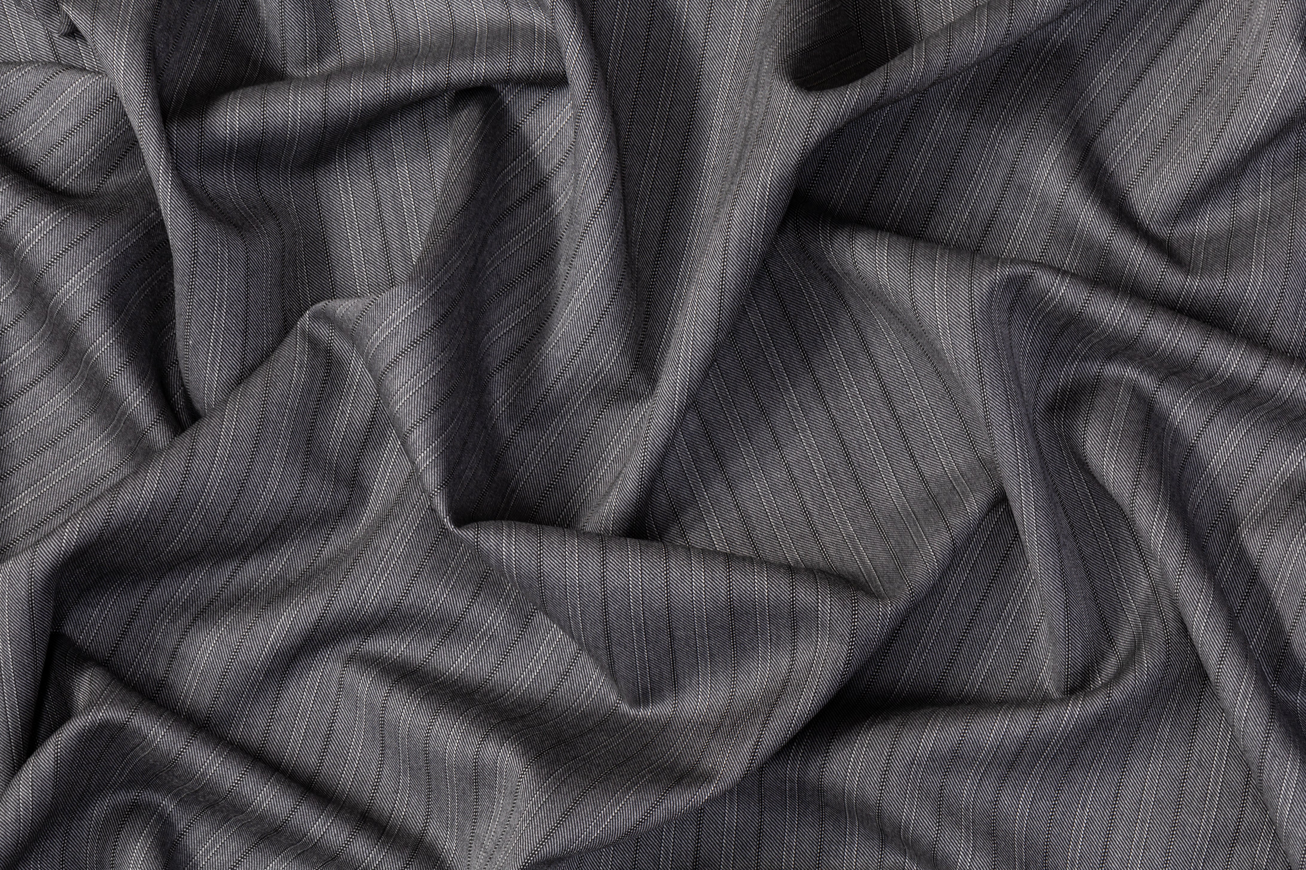 Striped Italian Wool Suiting - Gray
