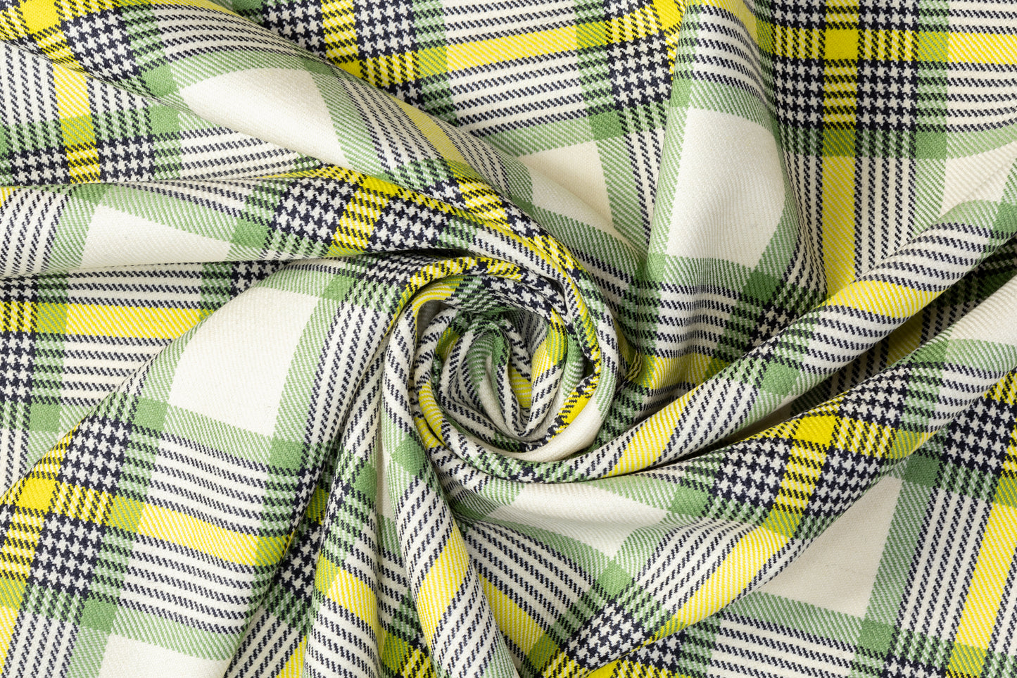 Checked Italian Wool Suiting - Green / Yellow / White