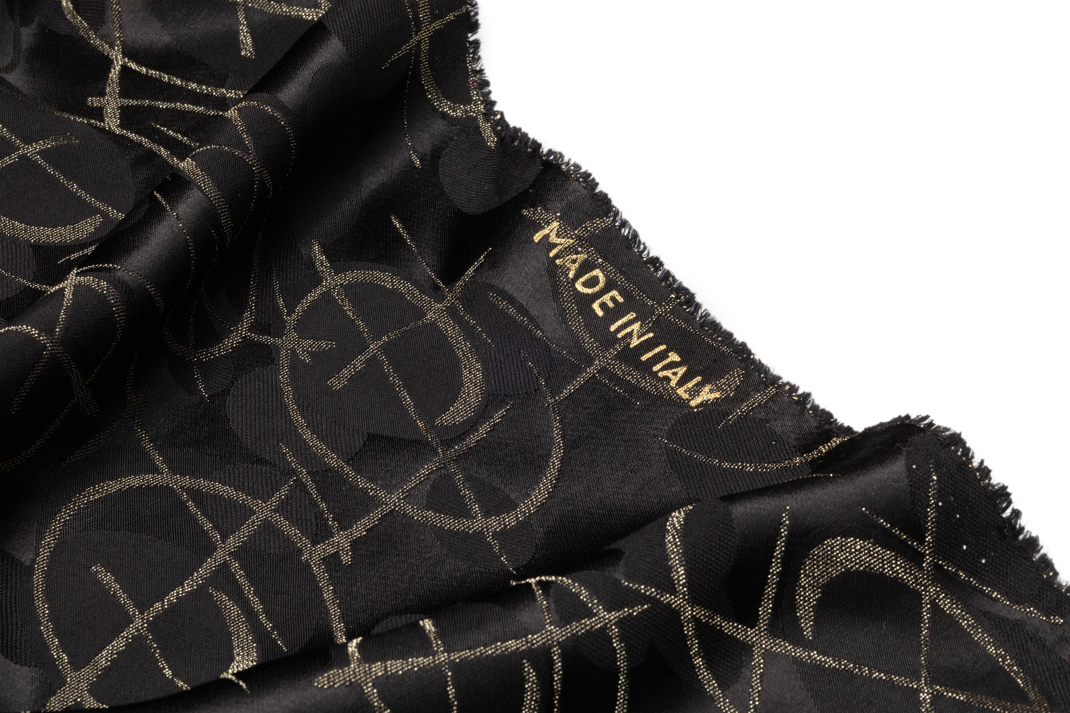 Metallic Italian Viscose Jacquard - Black / Gold