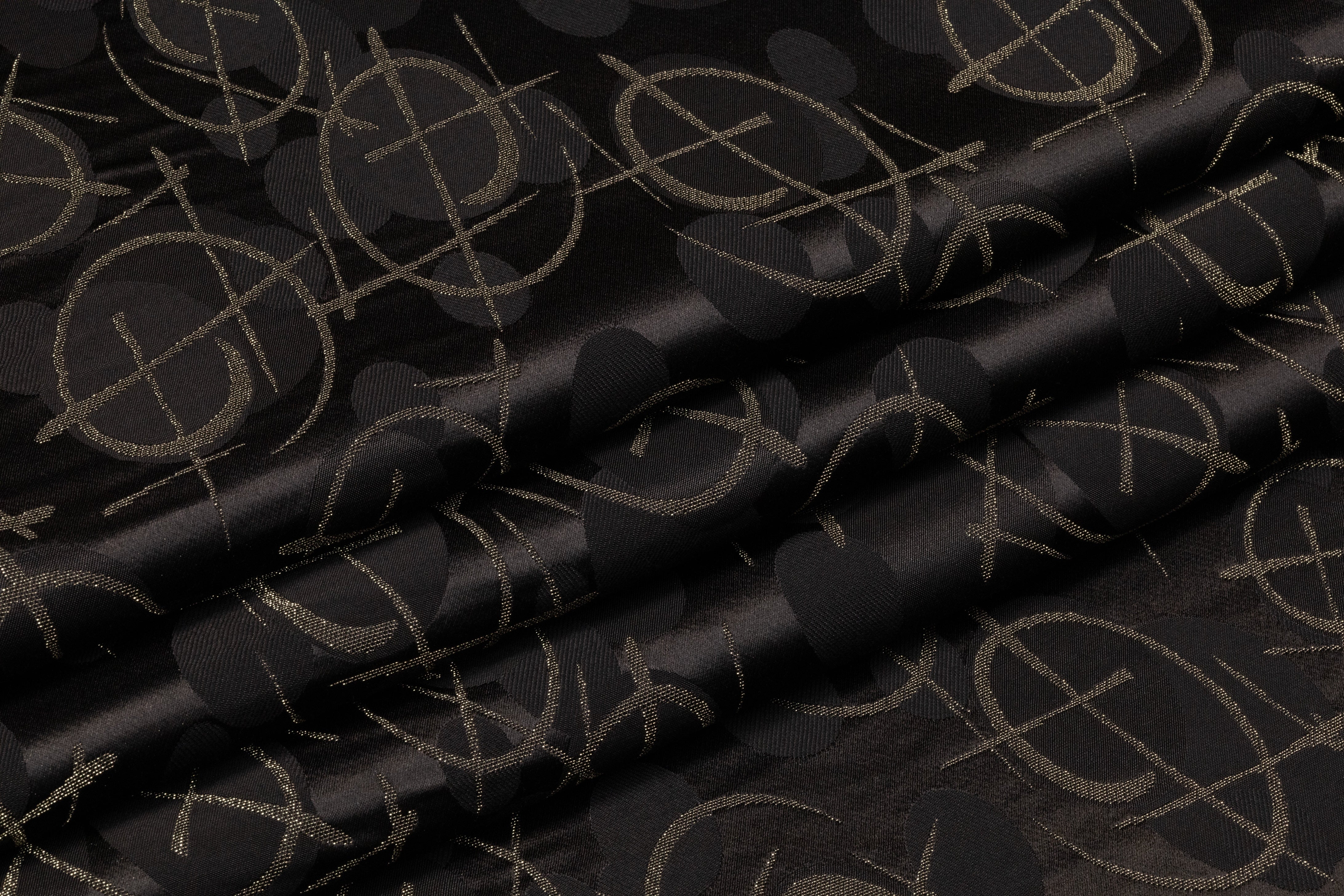 Metallic Italian Viscose Jacquard - Black / Gold