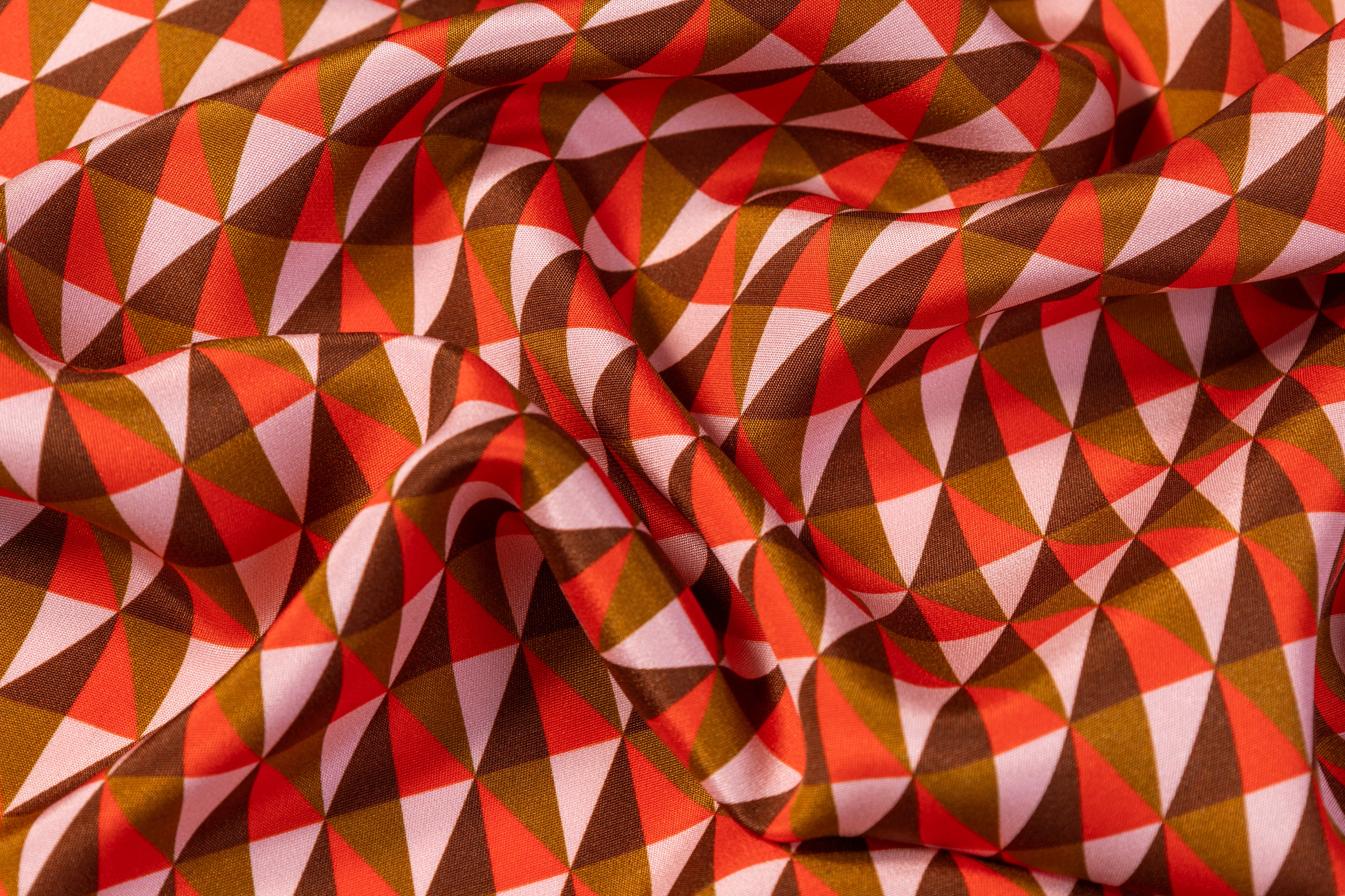 Geometric 4-Ply Silk - Orange / Brown / Blush