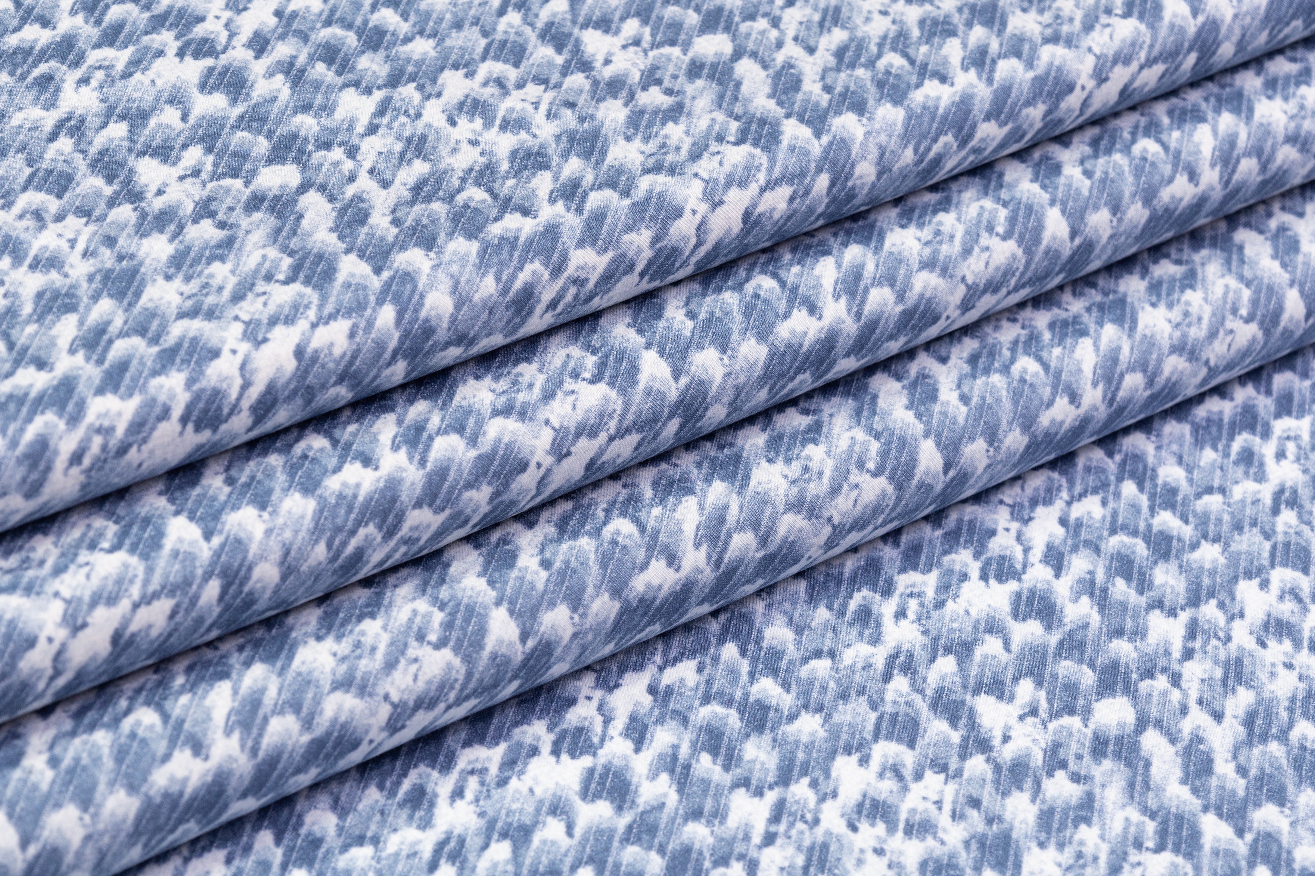 Abstract Italian Cotton Shirting - Blue / White