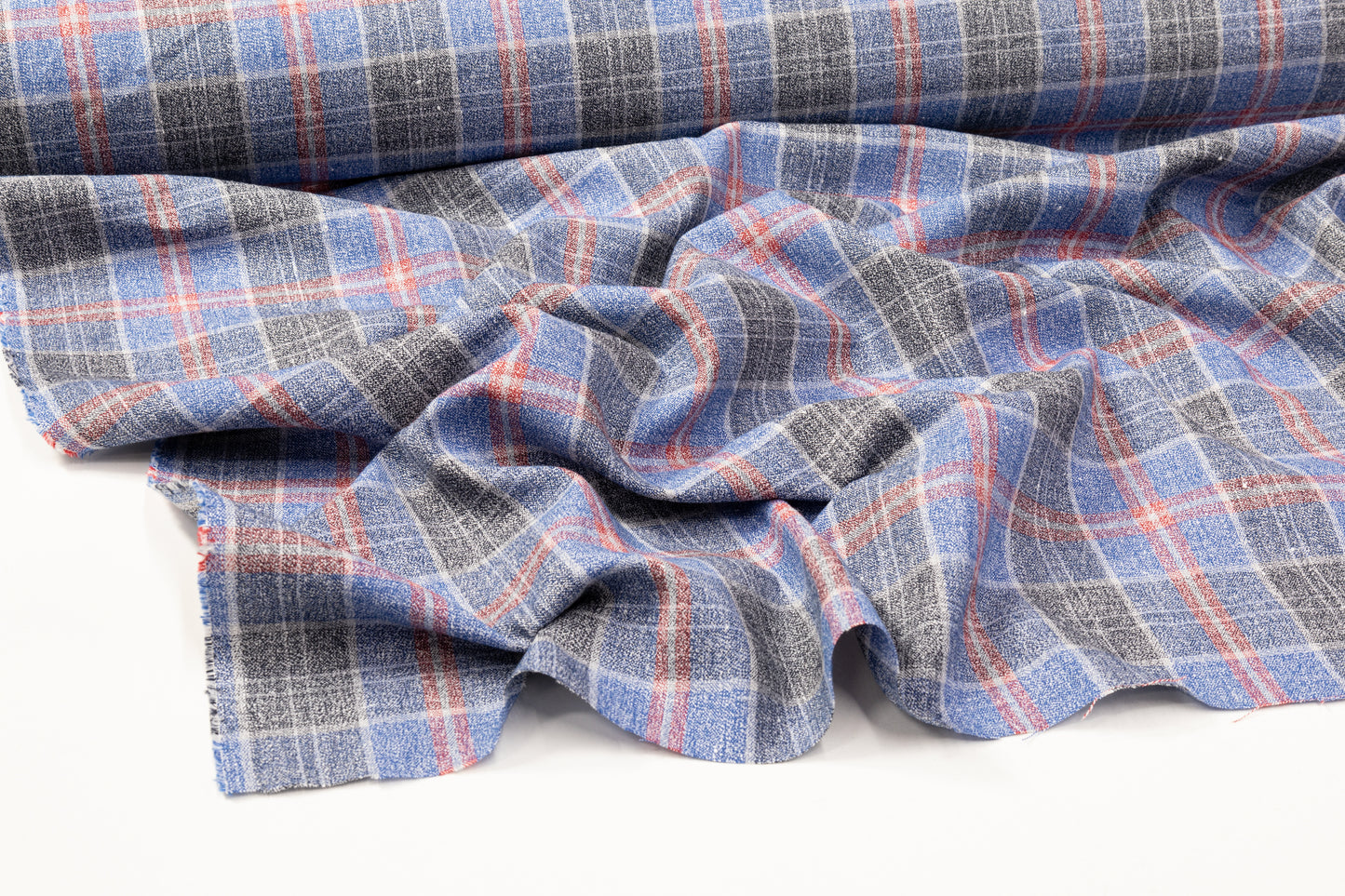 Checked Italian Cotton and Linen Suiting - Multicolor