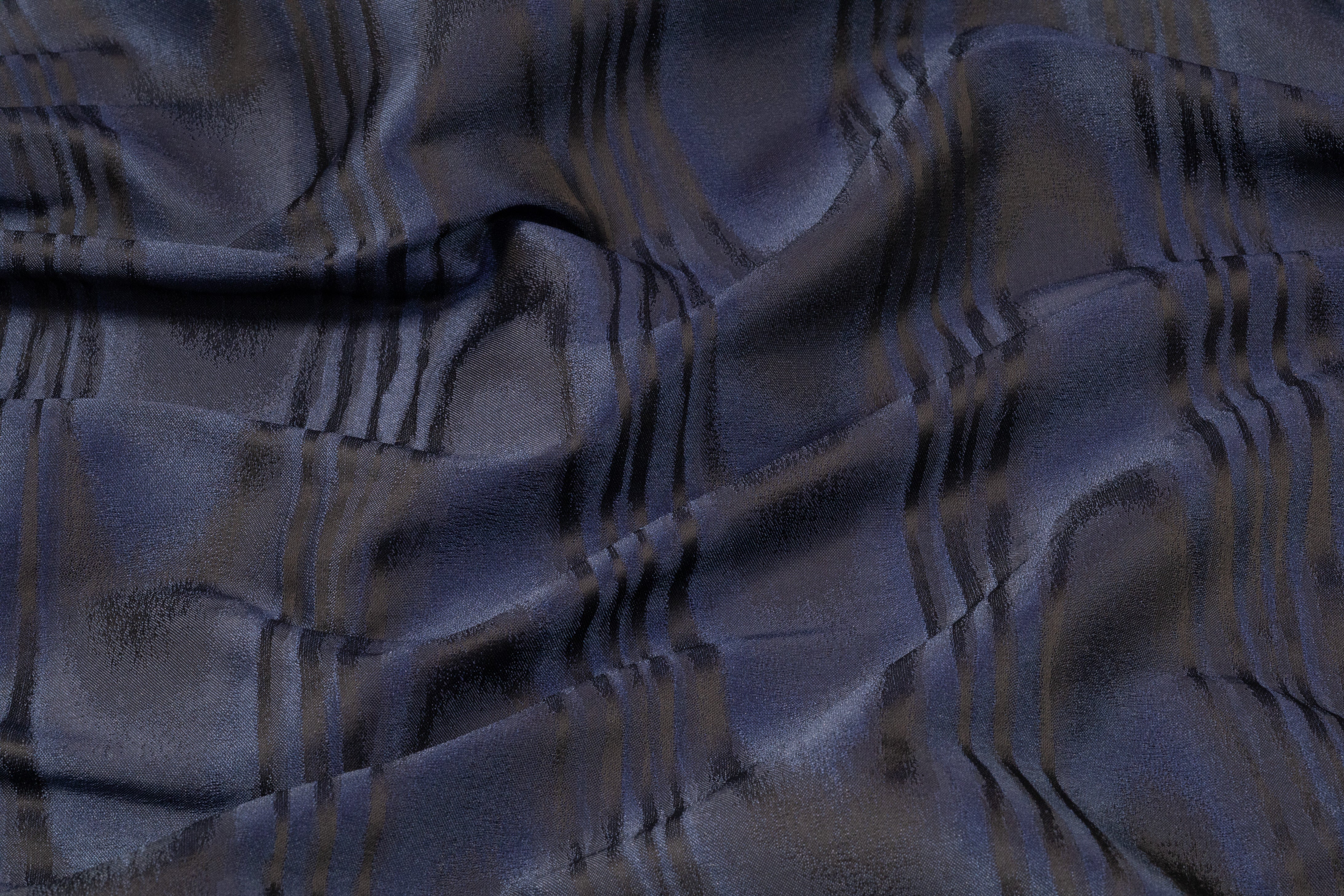 Italian Moiré Jacquard - Navy Blue