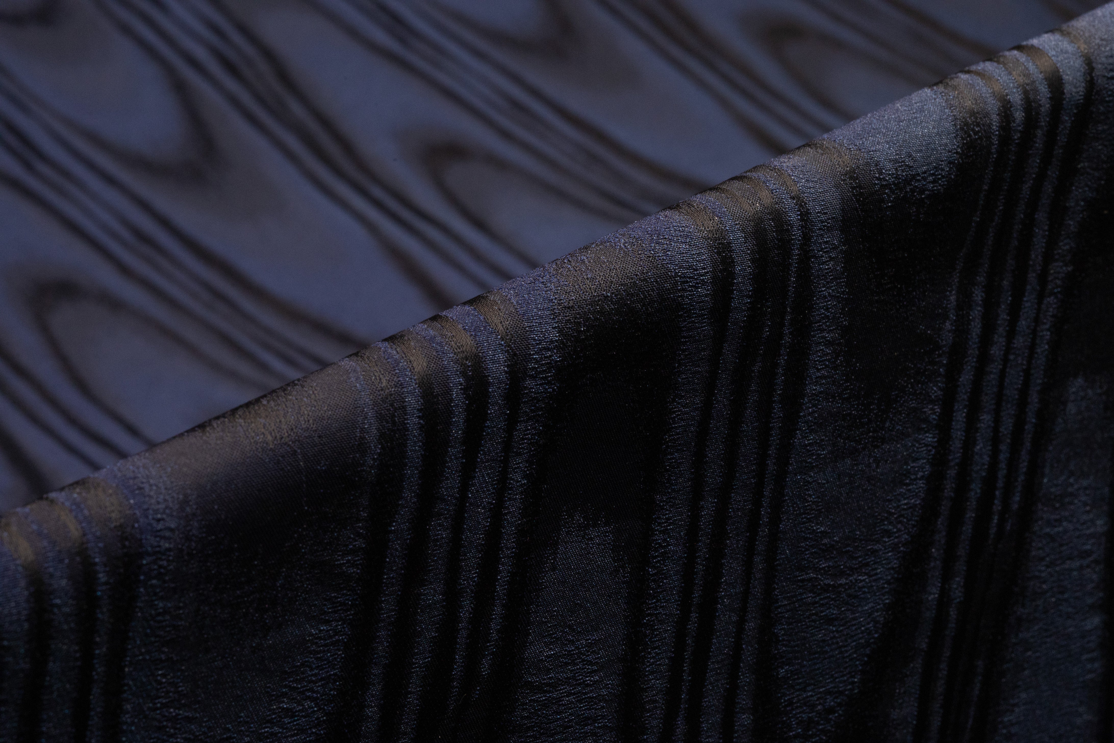 Italian Moiré Jacquard - Navy Blue