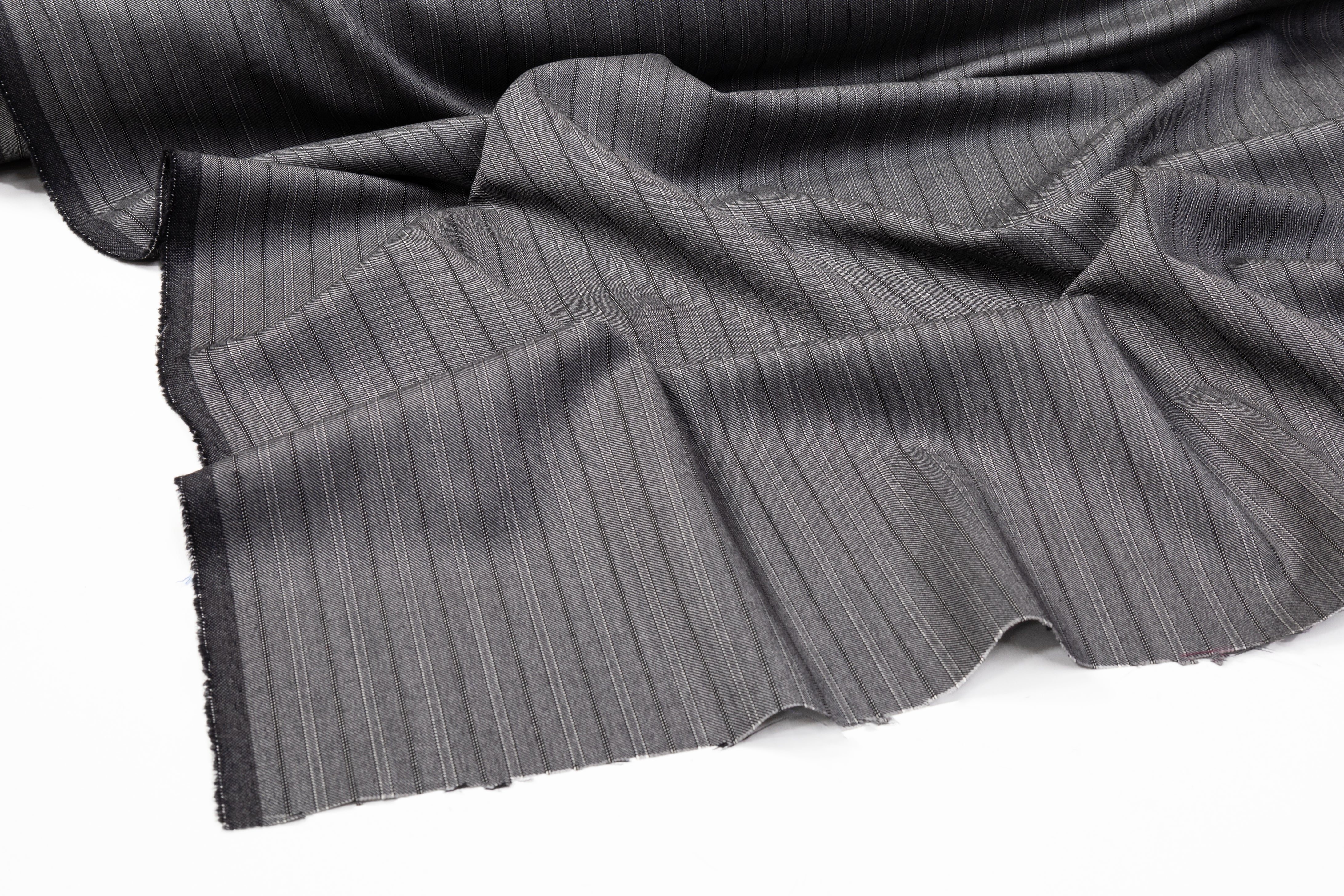 Striped Italian Wool Suiting - Gray