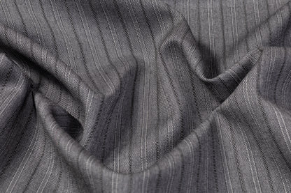 Striped Italian Wool Suiting - Gray