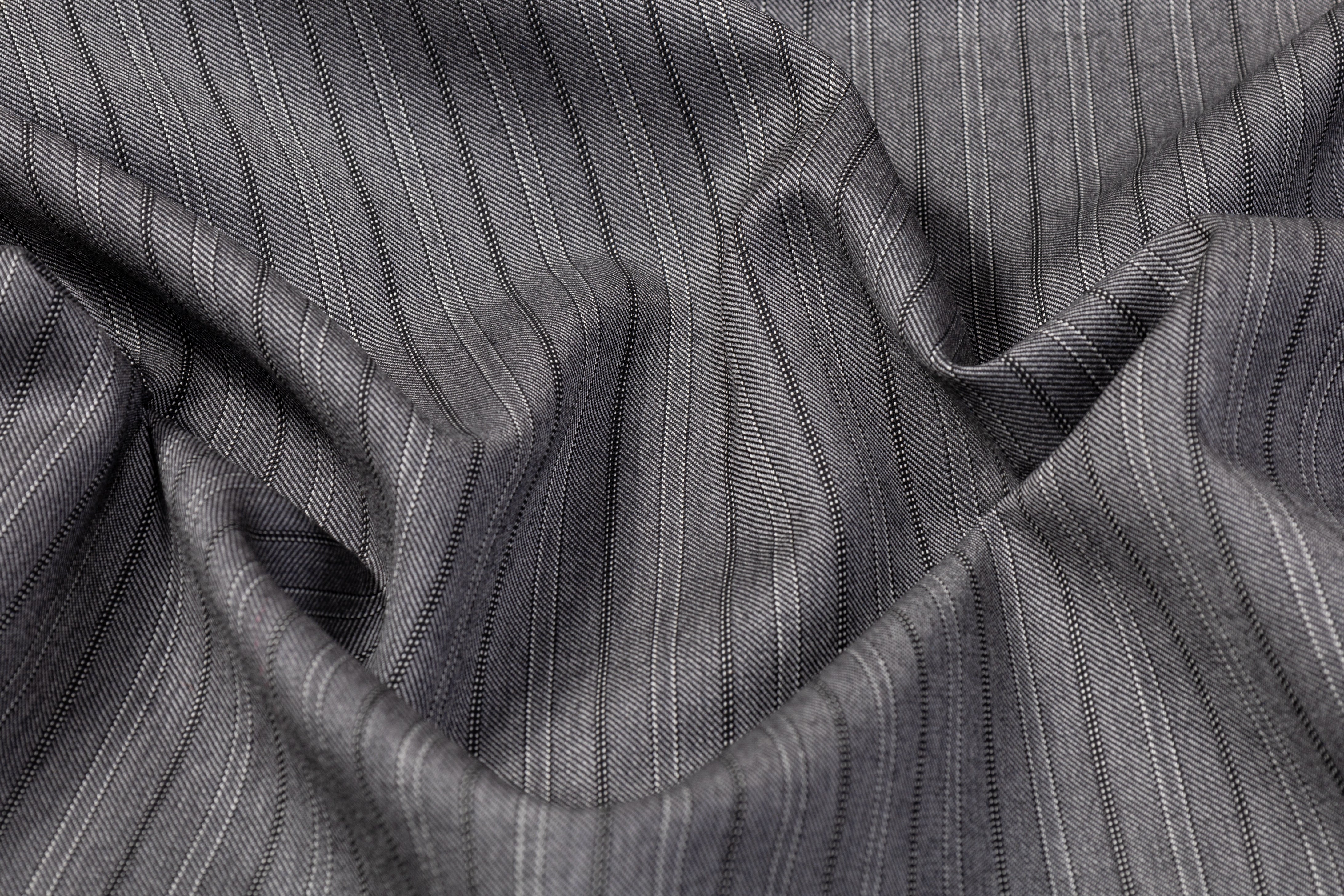 Striped Italian Wool Suiting - Gray