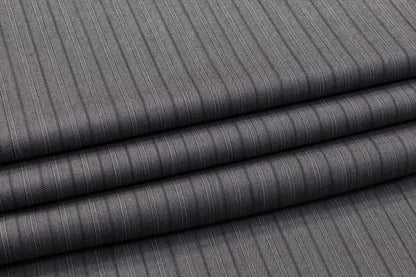 Striped Italian Wool Suiting - Gray