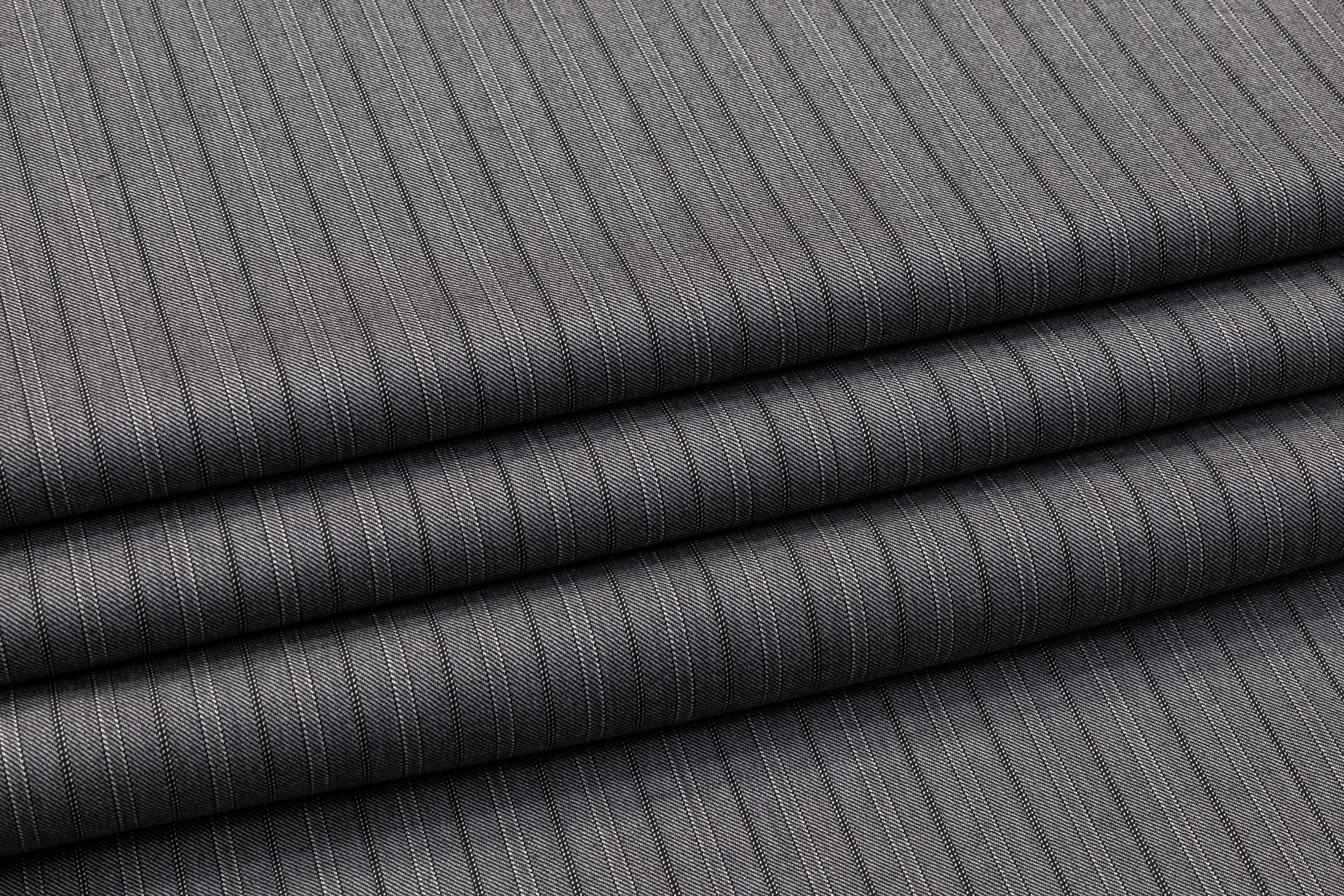 Striped Italian Wool Suiting - Gray