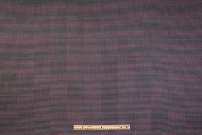 Micro Plaid Italian Wool Suiting - Gray / Red
