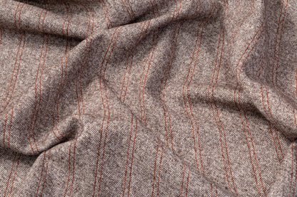 Striped Italian Wool Tweed Coating - Brown / Orange