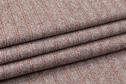 Striped Italian Wool Tweed Coating - Brown / Orange