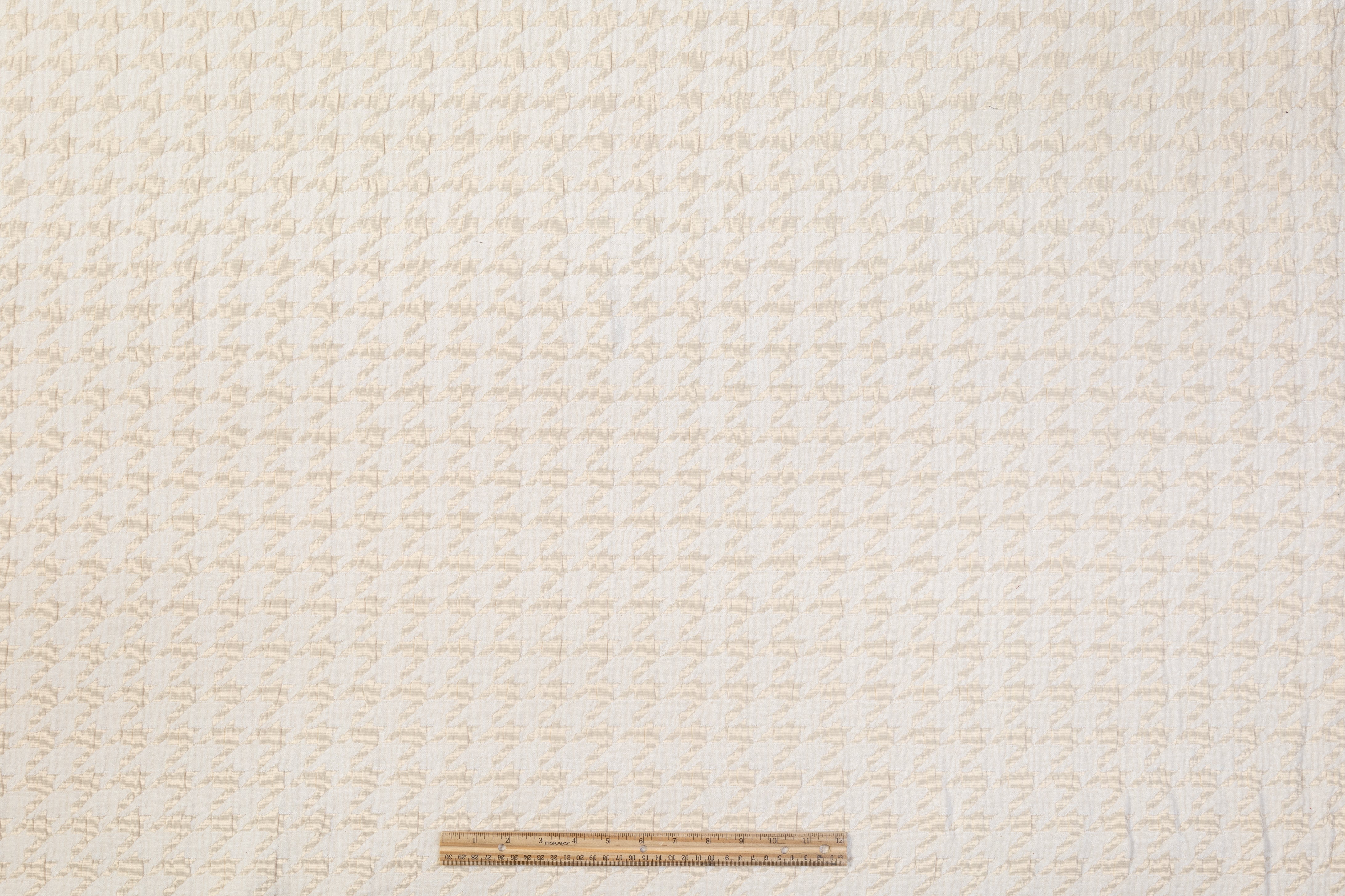 Houndstooth Italian Cotton Nylon Chenille Brocade - Cream