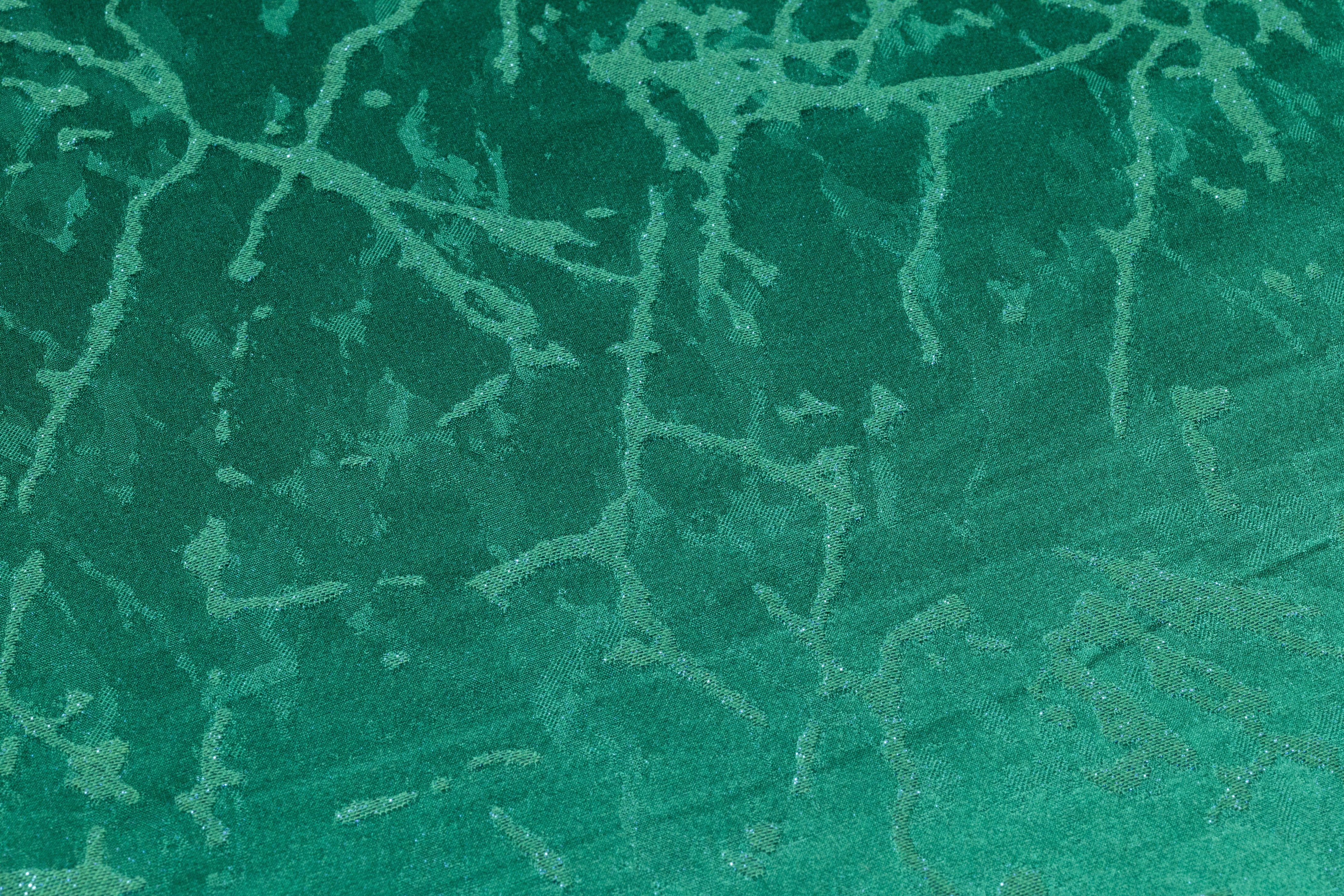 Abstract Metallic Italian Silk Viscose Jacquard - Green