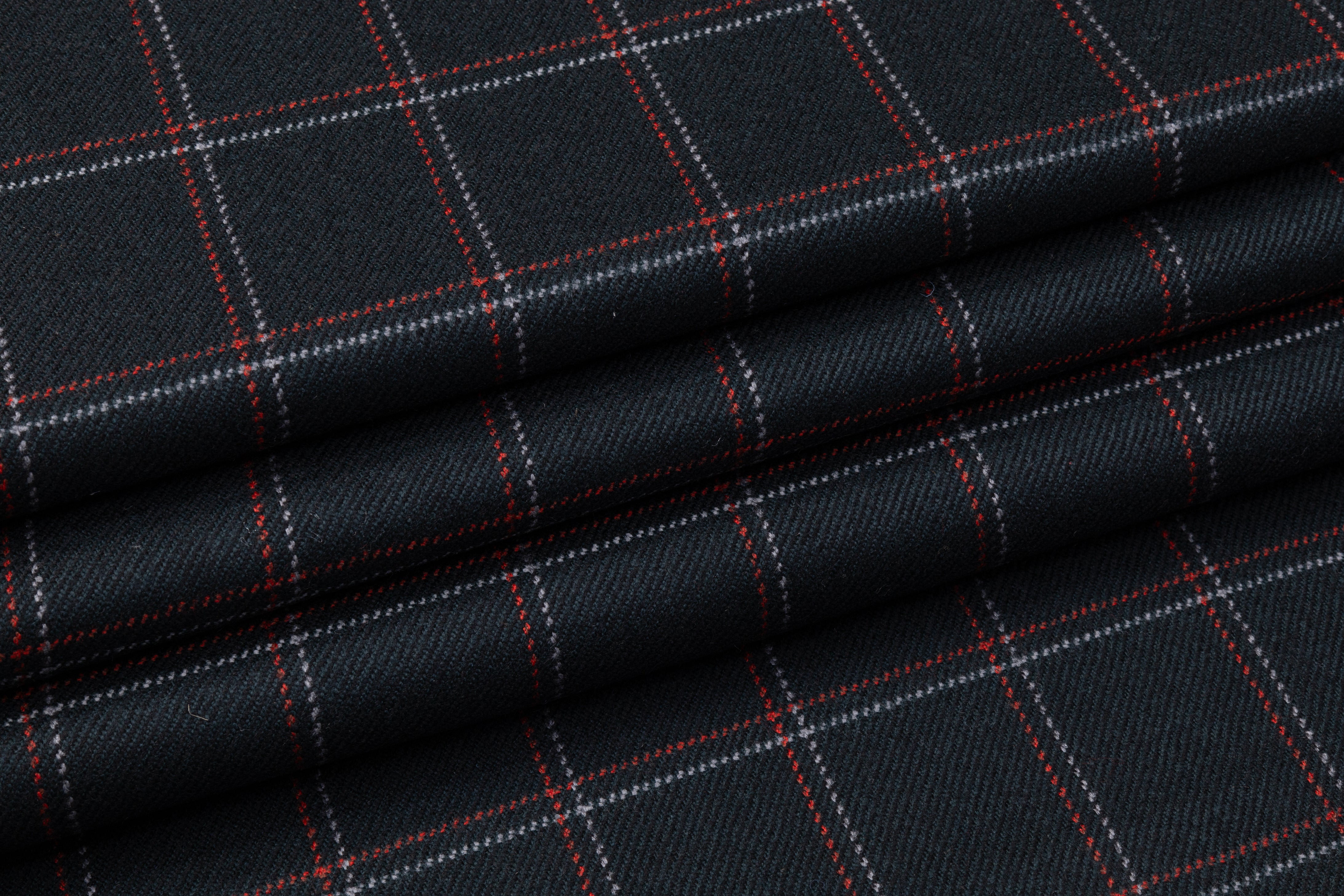 Checked Italian Wool Suiting - Green / Red