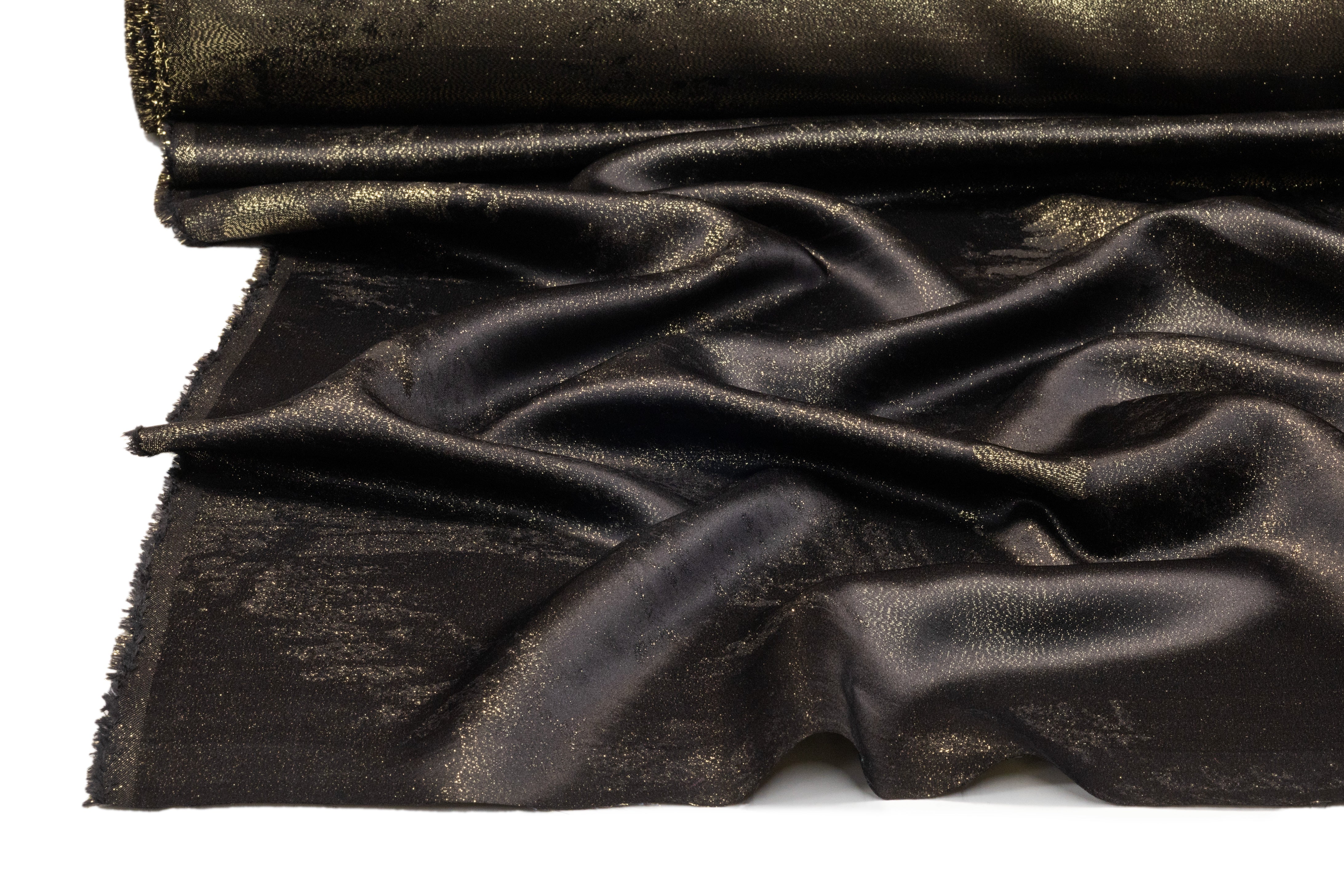 Abstract Italian Silk Viscose Metallic Jacquard - Black / Gold