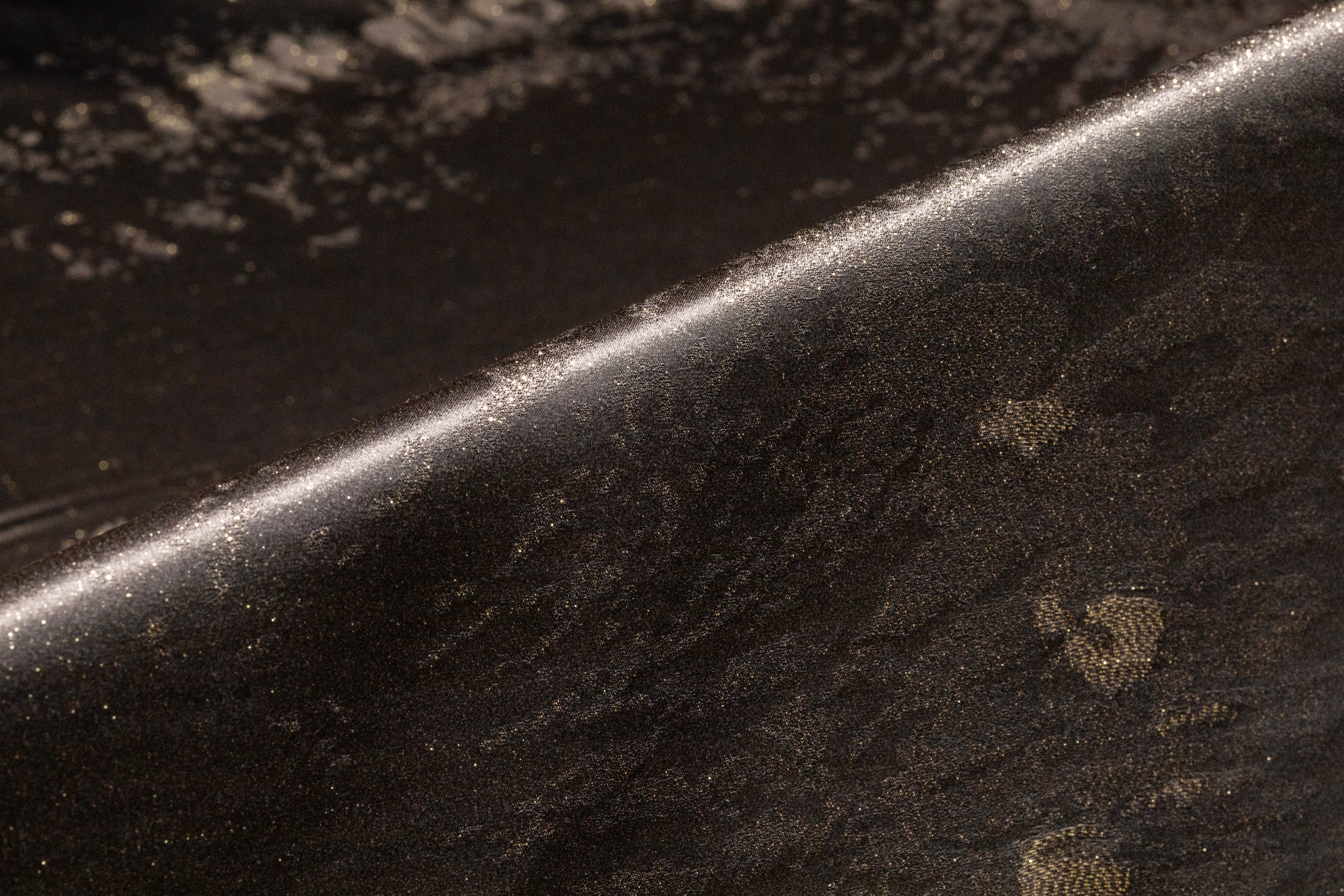 Abstract Italian Silk Viscose Metallic Jacquard - Black / Gold