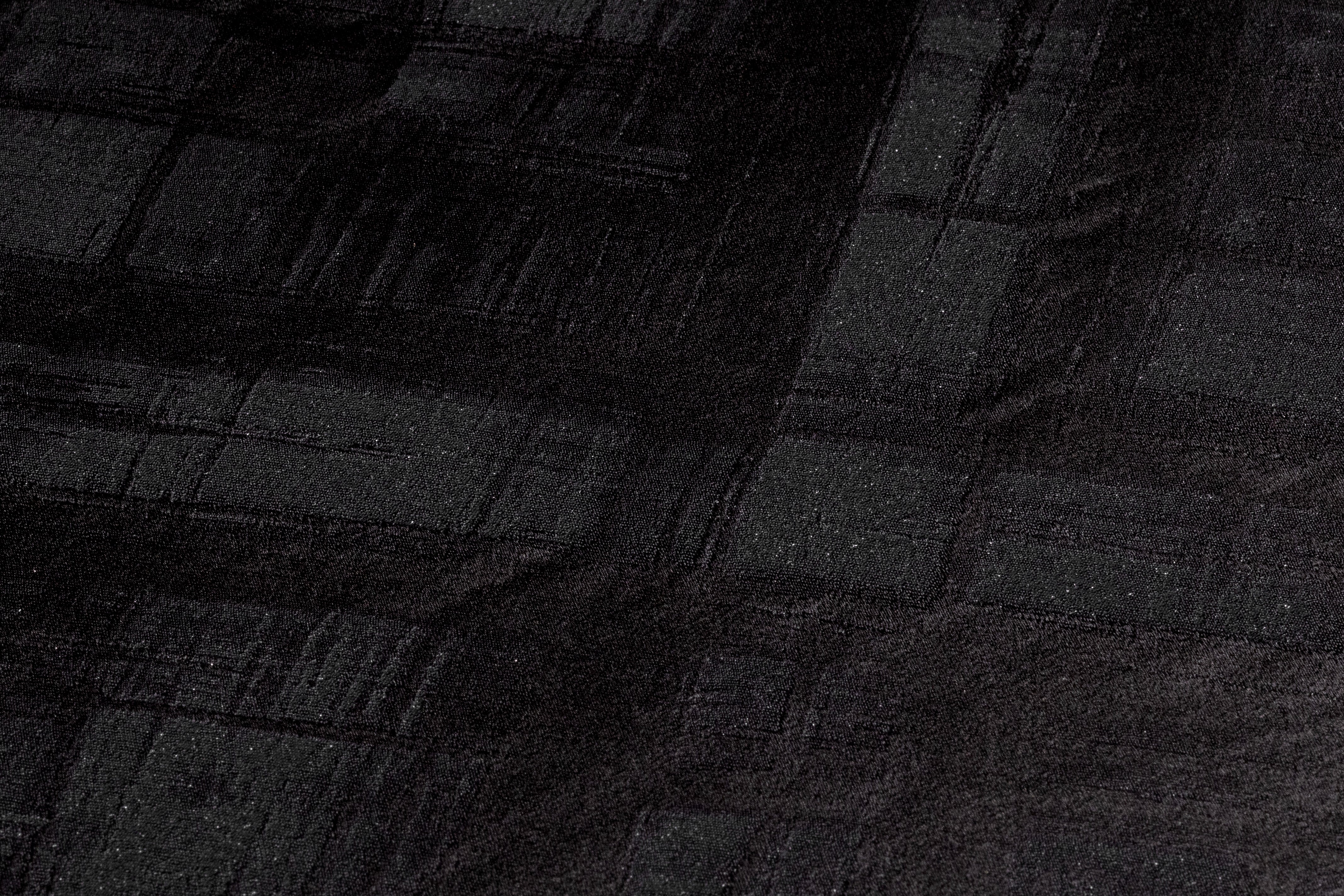 Checked Italian Silk Viscose Metallic Jacquard - Black