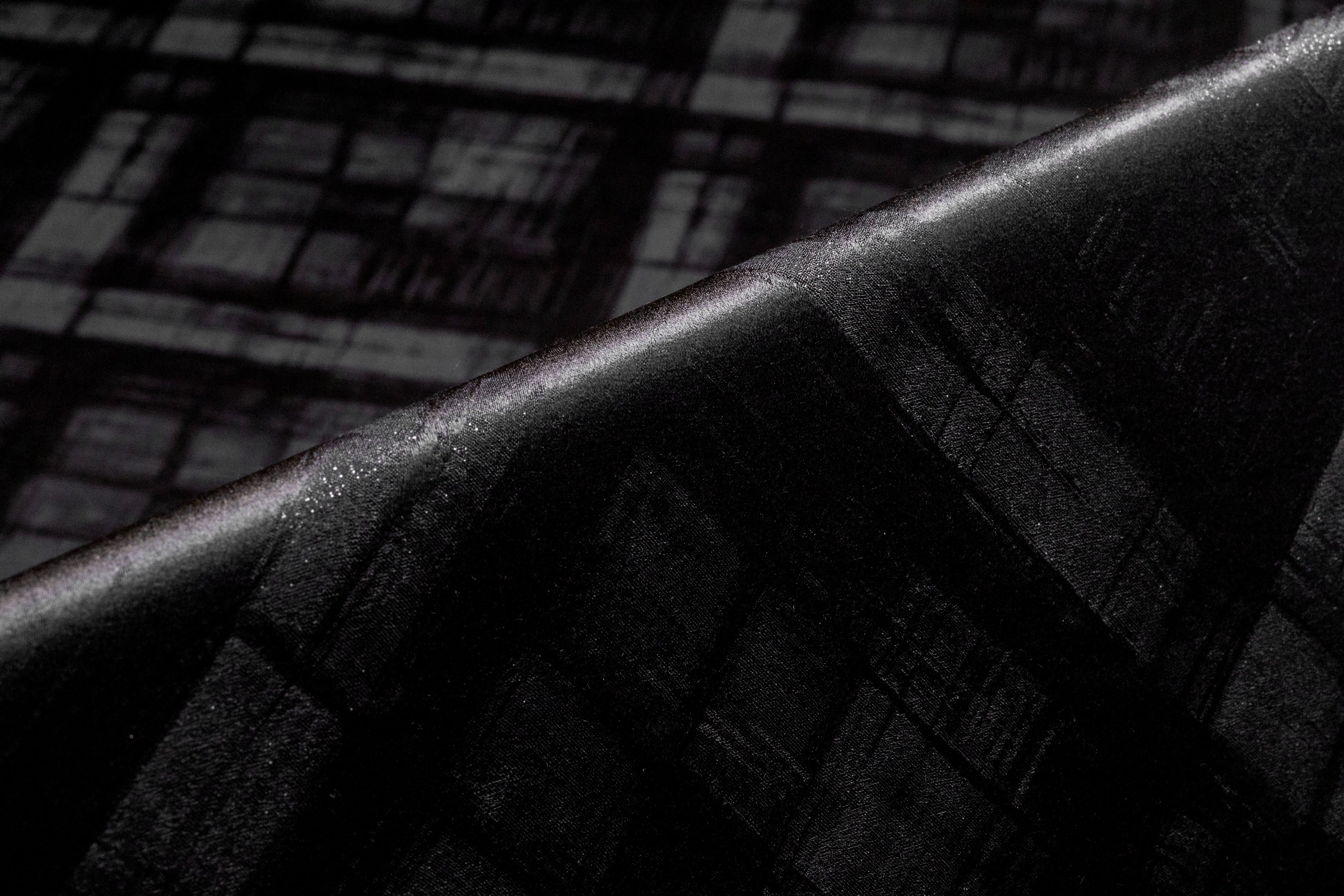 Checked Italian Silk Viscose Metallic Jacquard - Black