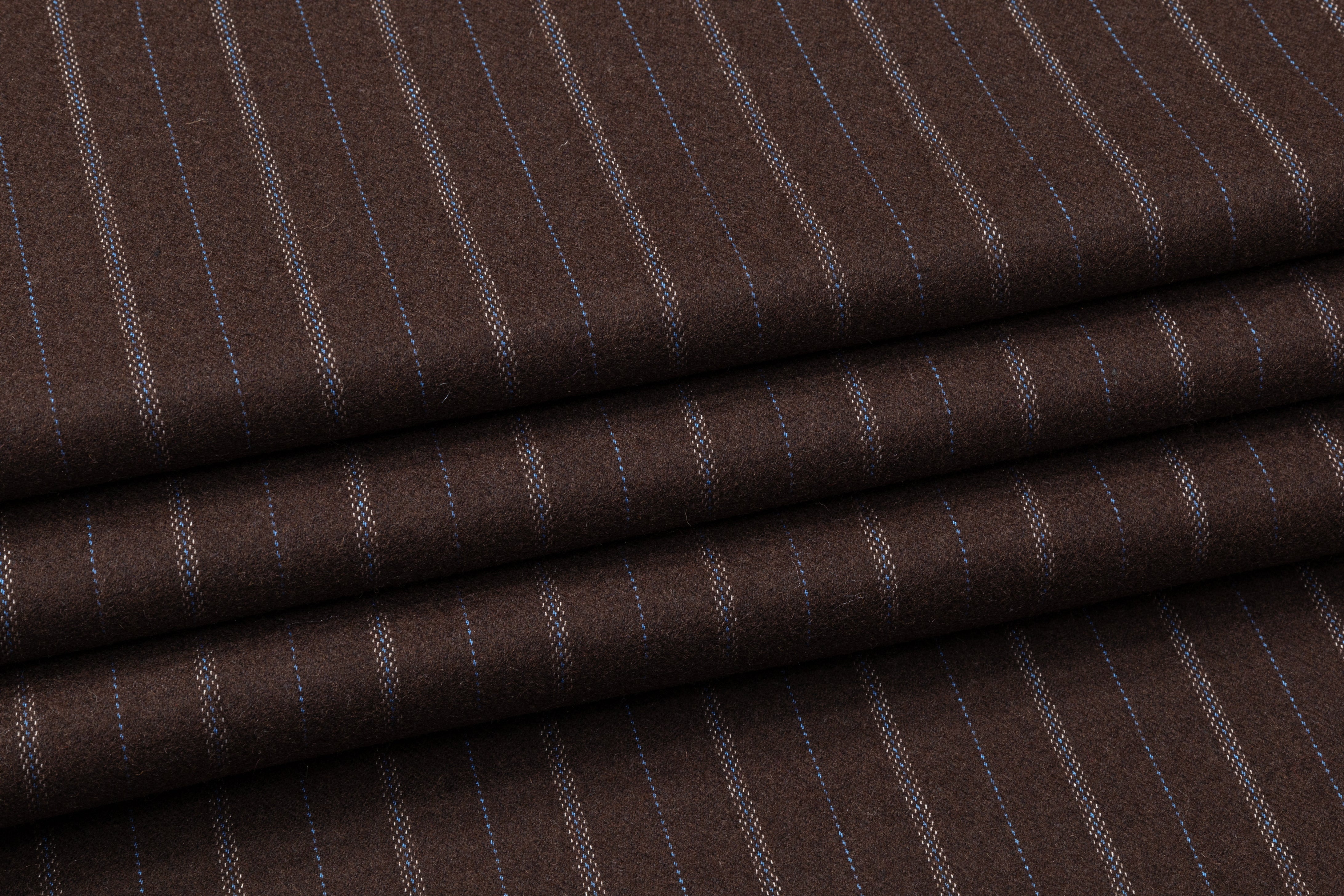 Striped Italian Wool Felt - Brown