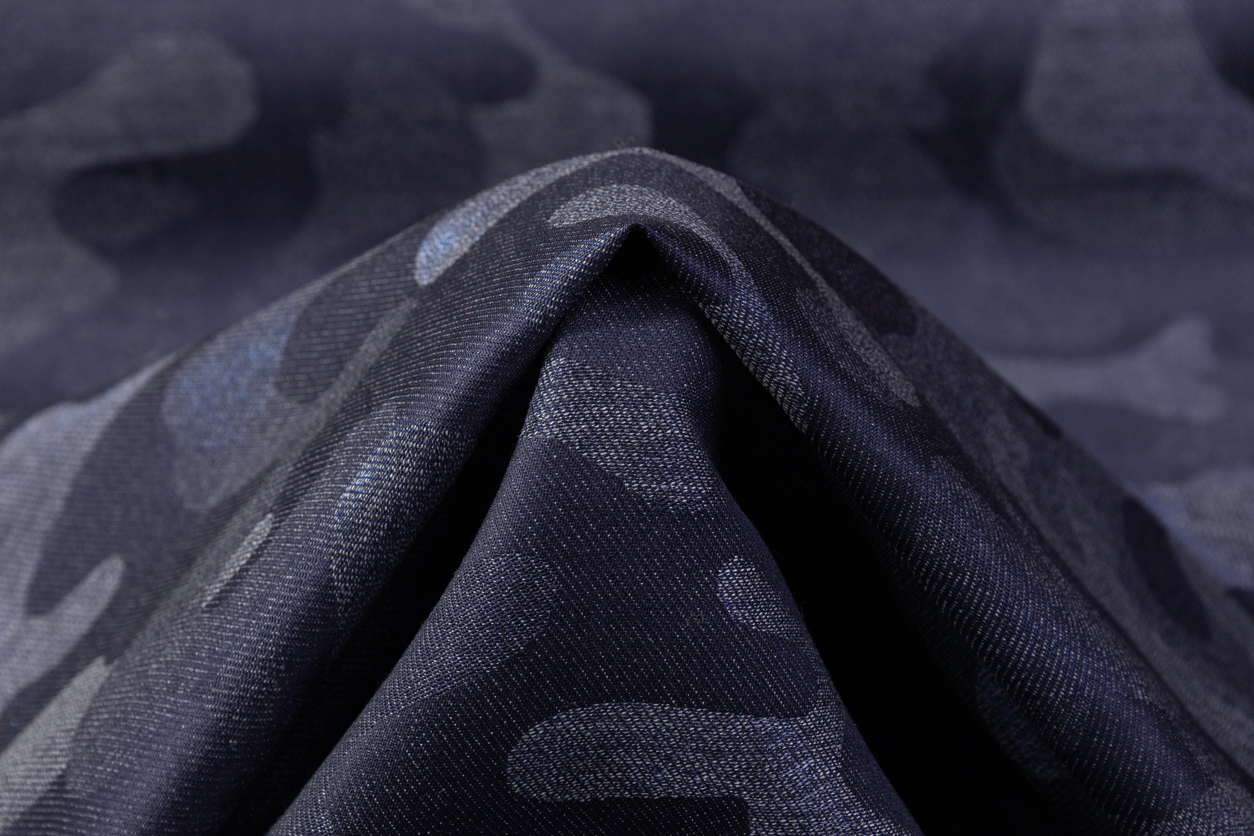 Camouflage Italian Wool Suiting - Navy