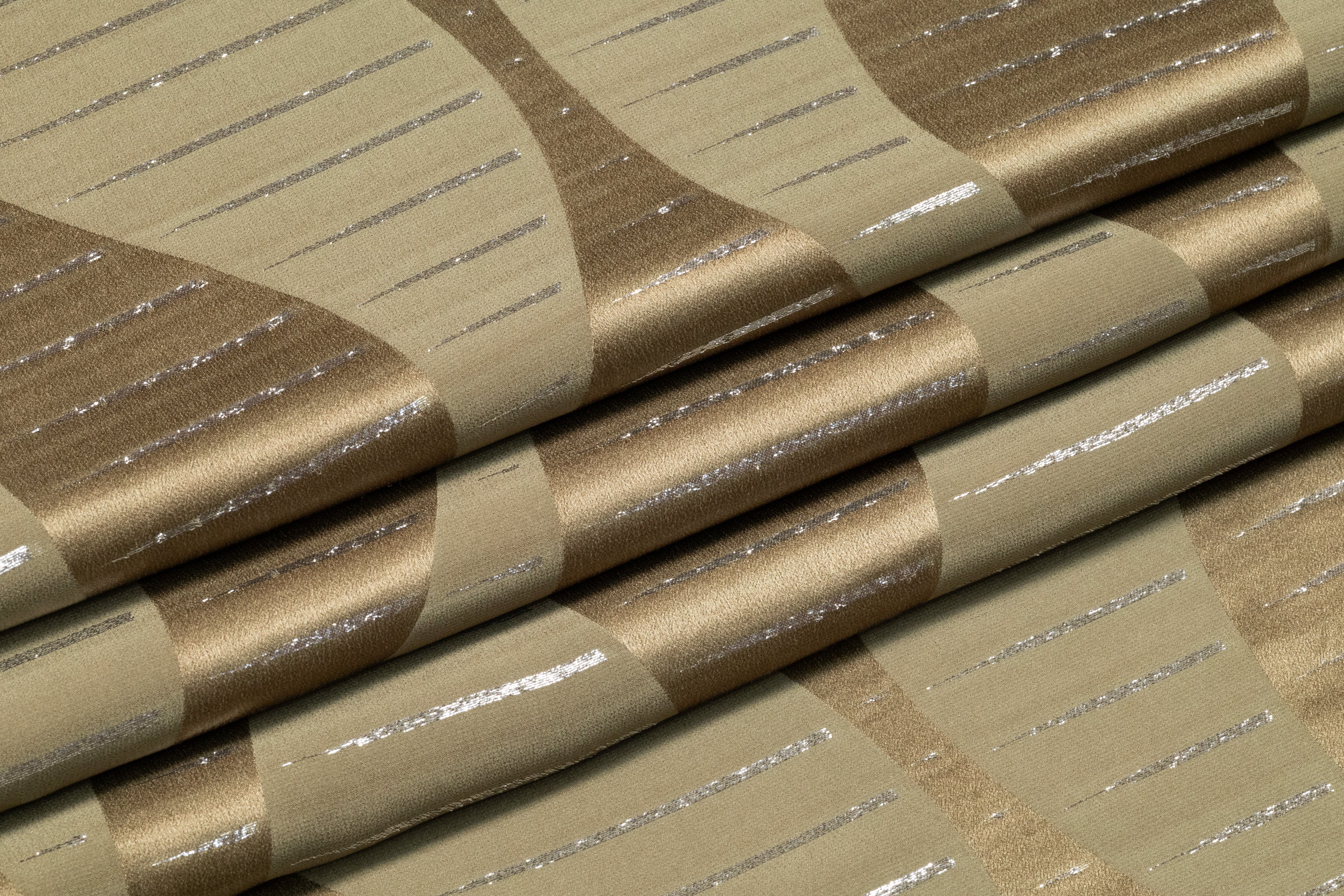 Metallic Italian Silk Jacquard - Olive / Silver