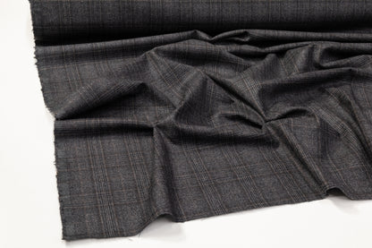 Checked Italian Wool Suiting - Charcoal Gray