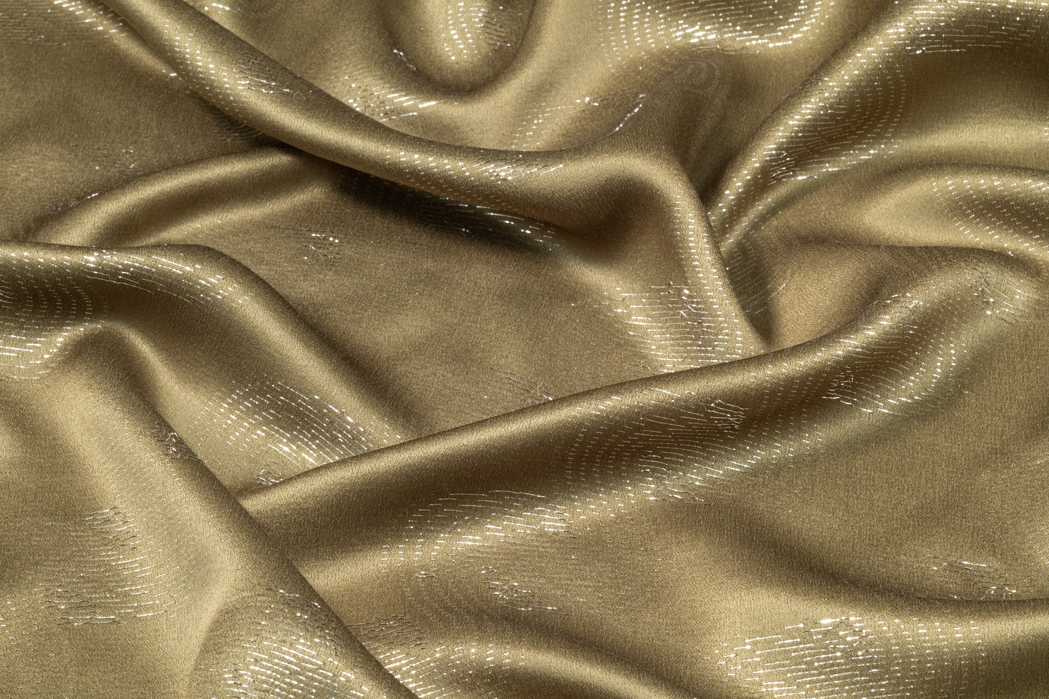 Metallic Italian Silk Jacquard - Olive / Silver