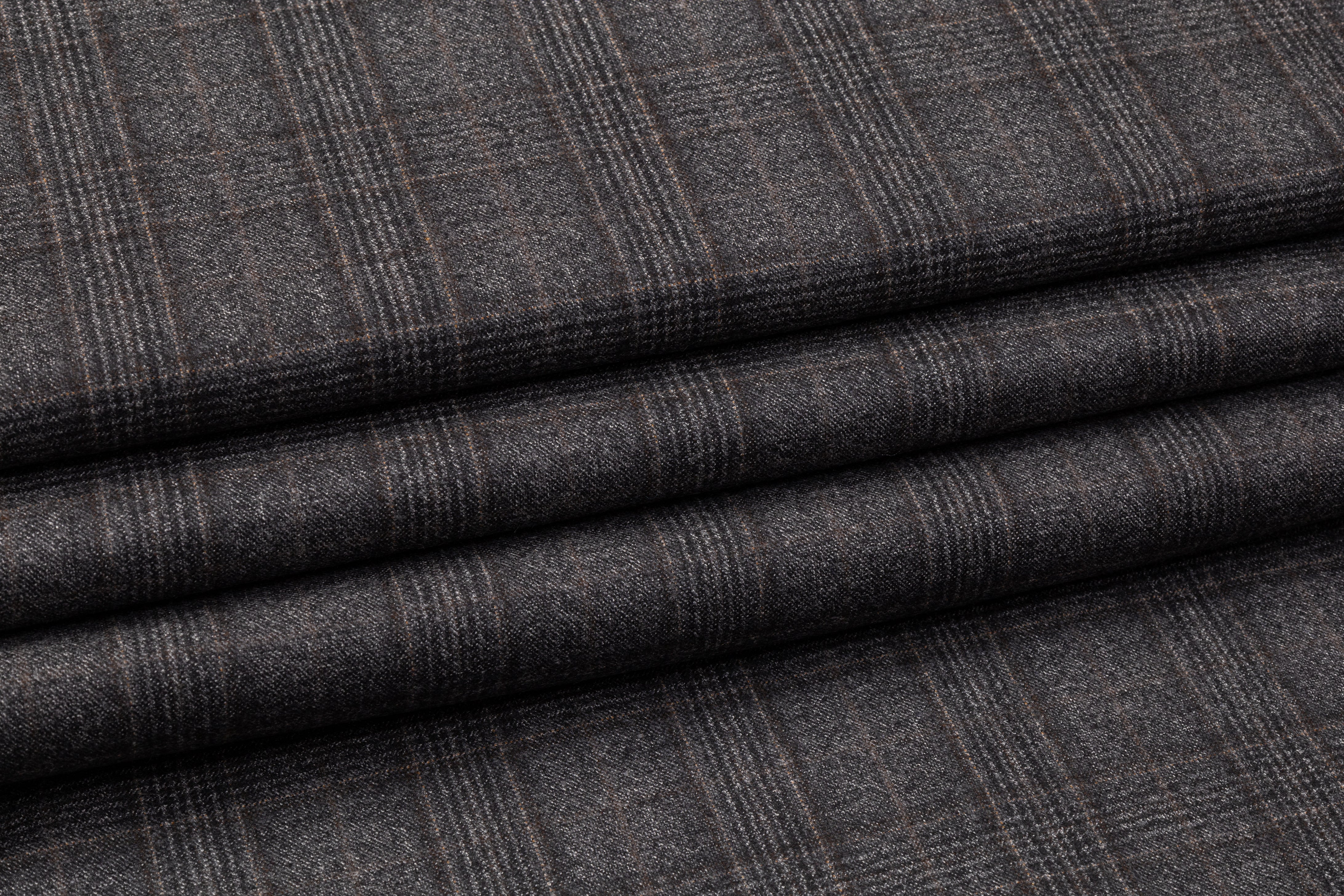 Checked Italian Wool Suiting - Charcoal Gray