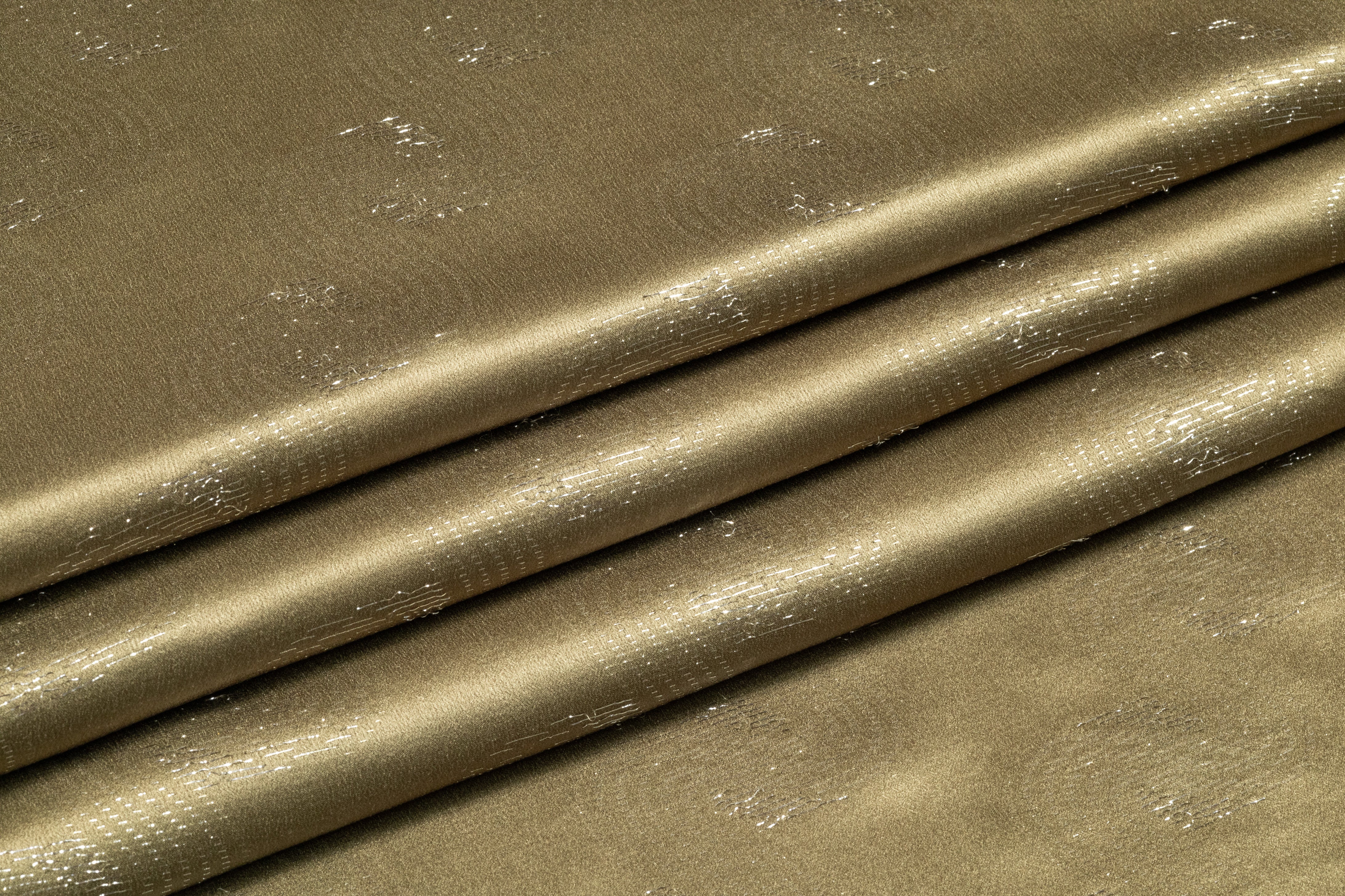 Metallic Italian Silk Jacquard - Olive / Silver