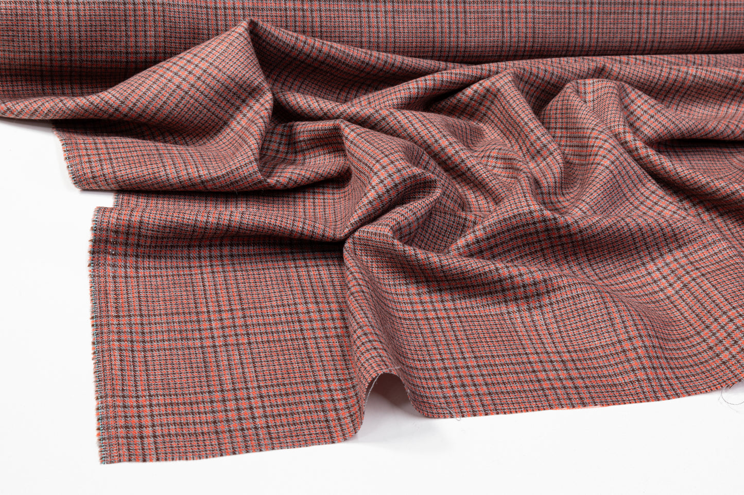 Checked Italian Wool Suiting - Brick Red