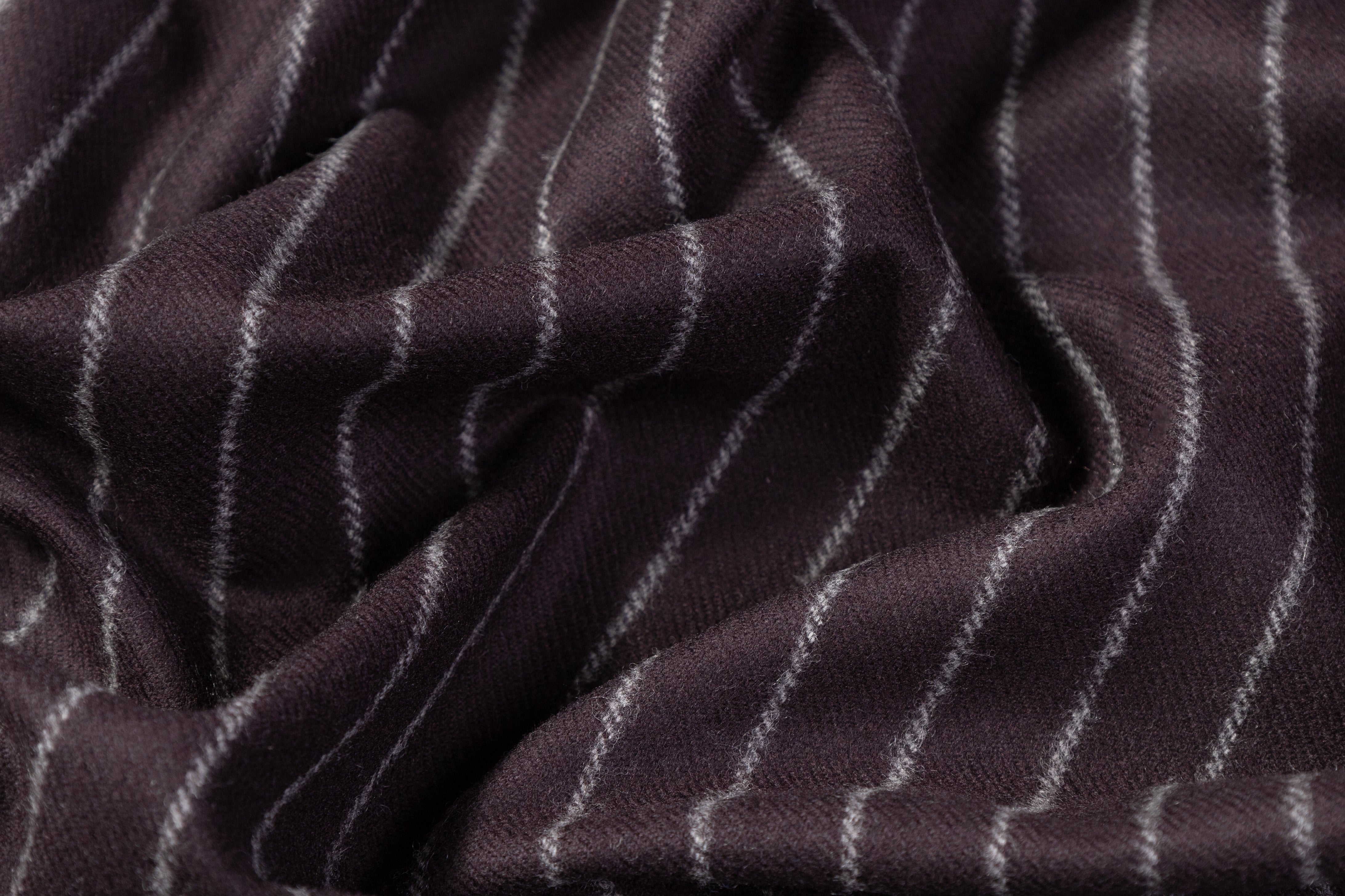 Striped Italian Wool Flannel - Aubergine