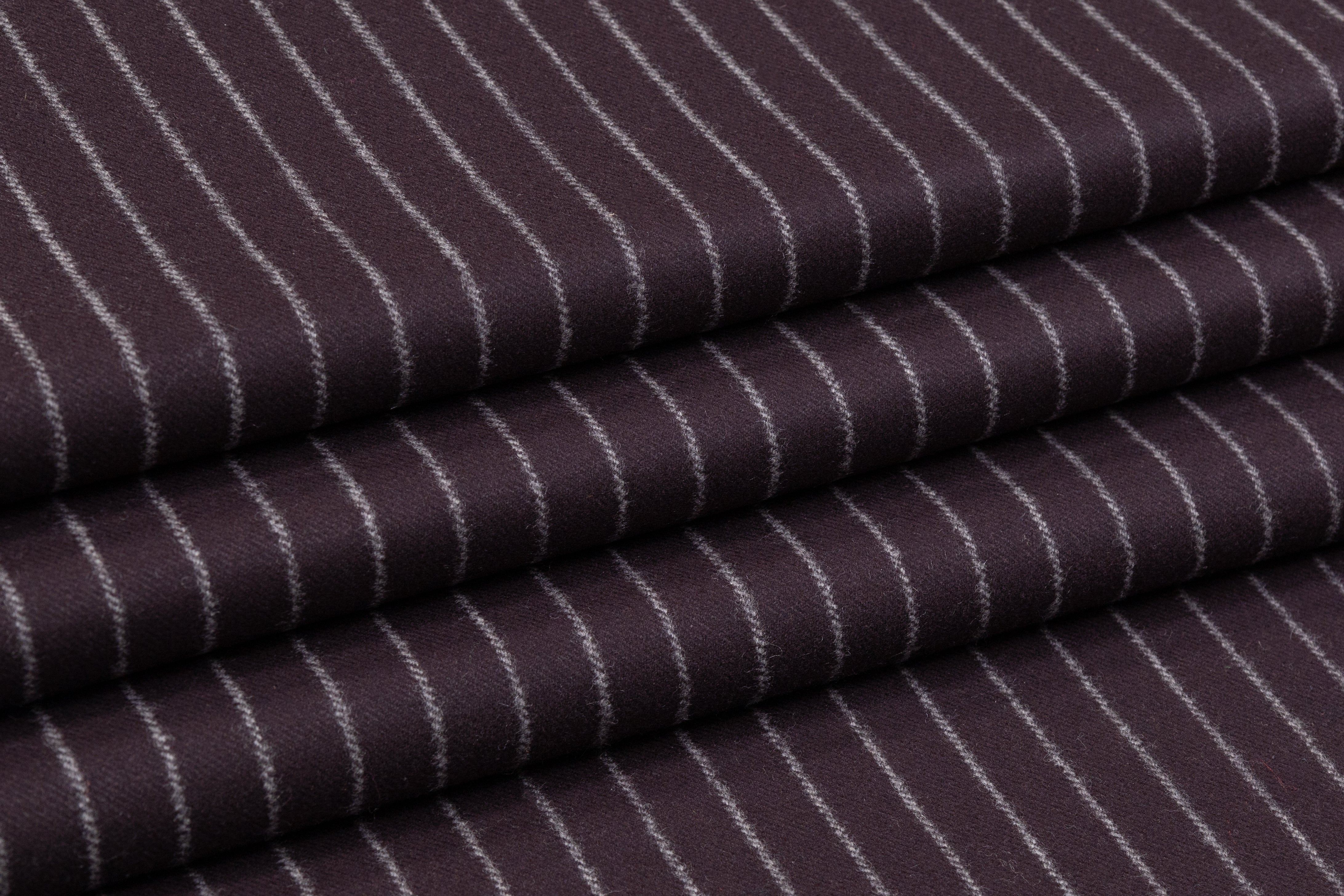 Striped Italian Wool Flannel - Aubergine
