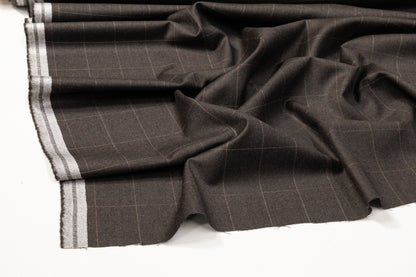 Windowpane Italian Wool Suiting - Gray