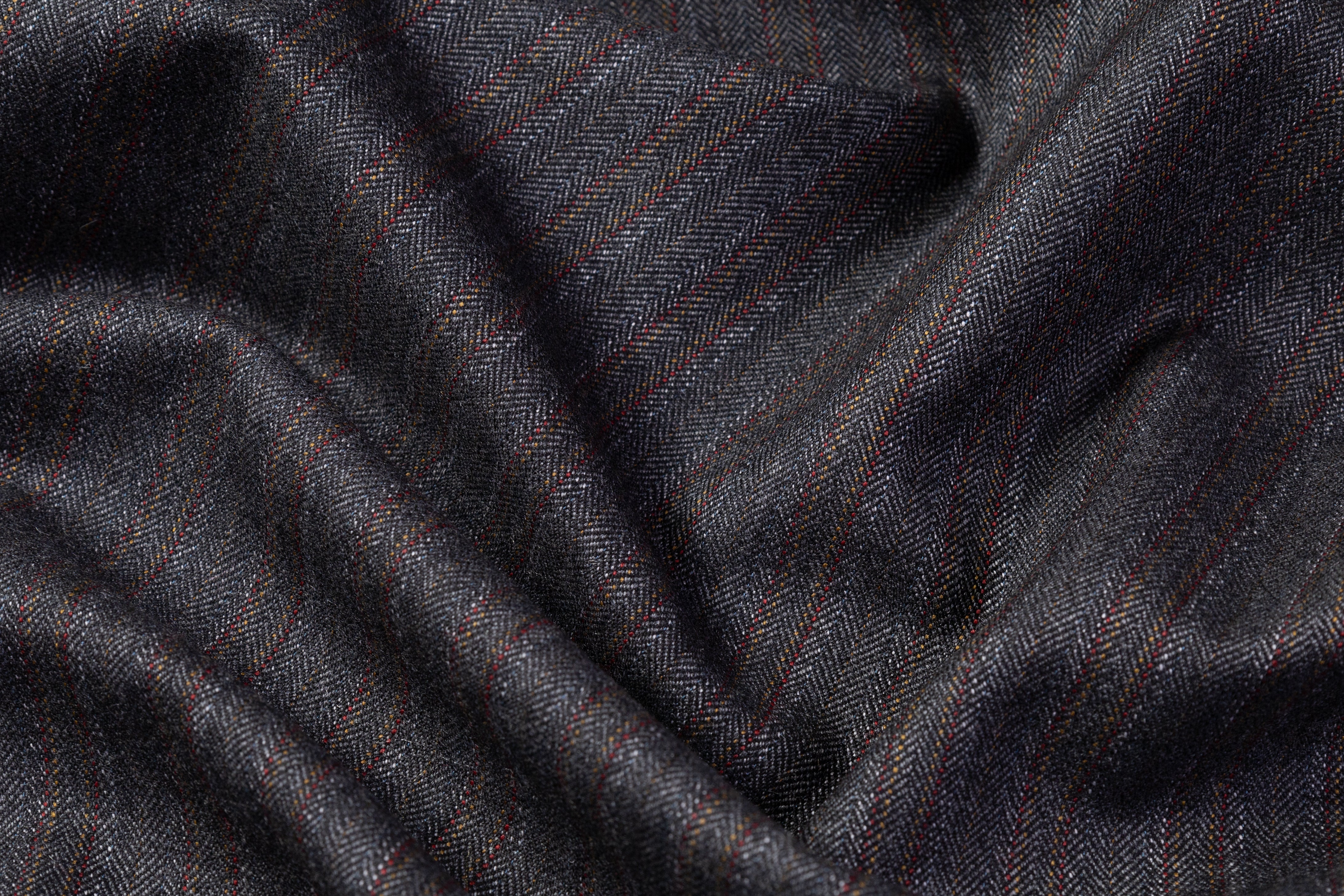 Striped Heritage Twist English Wool Suiting - Gray