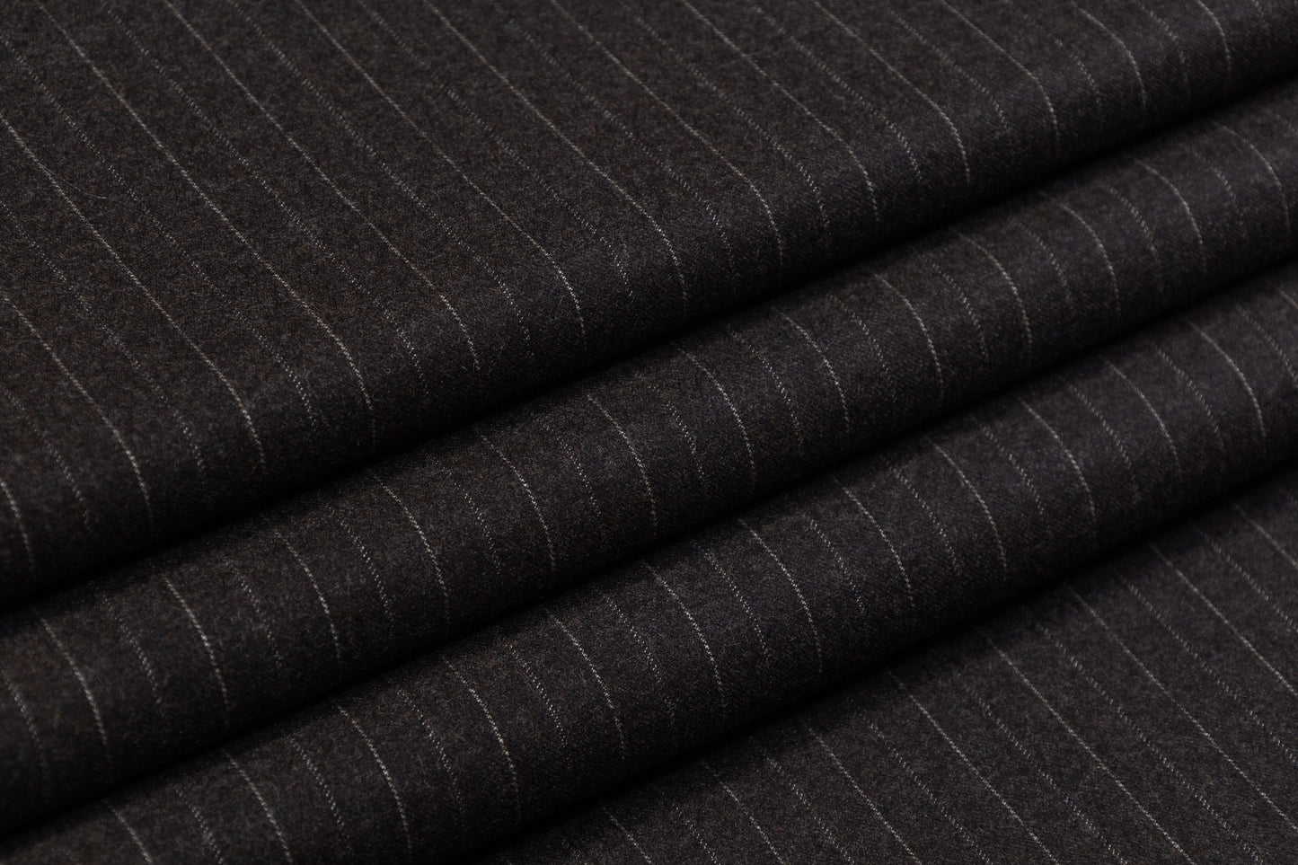 Pin Striped Italian Wool Flannel Suiting - Gray Brown