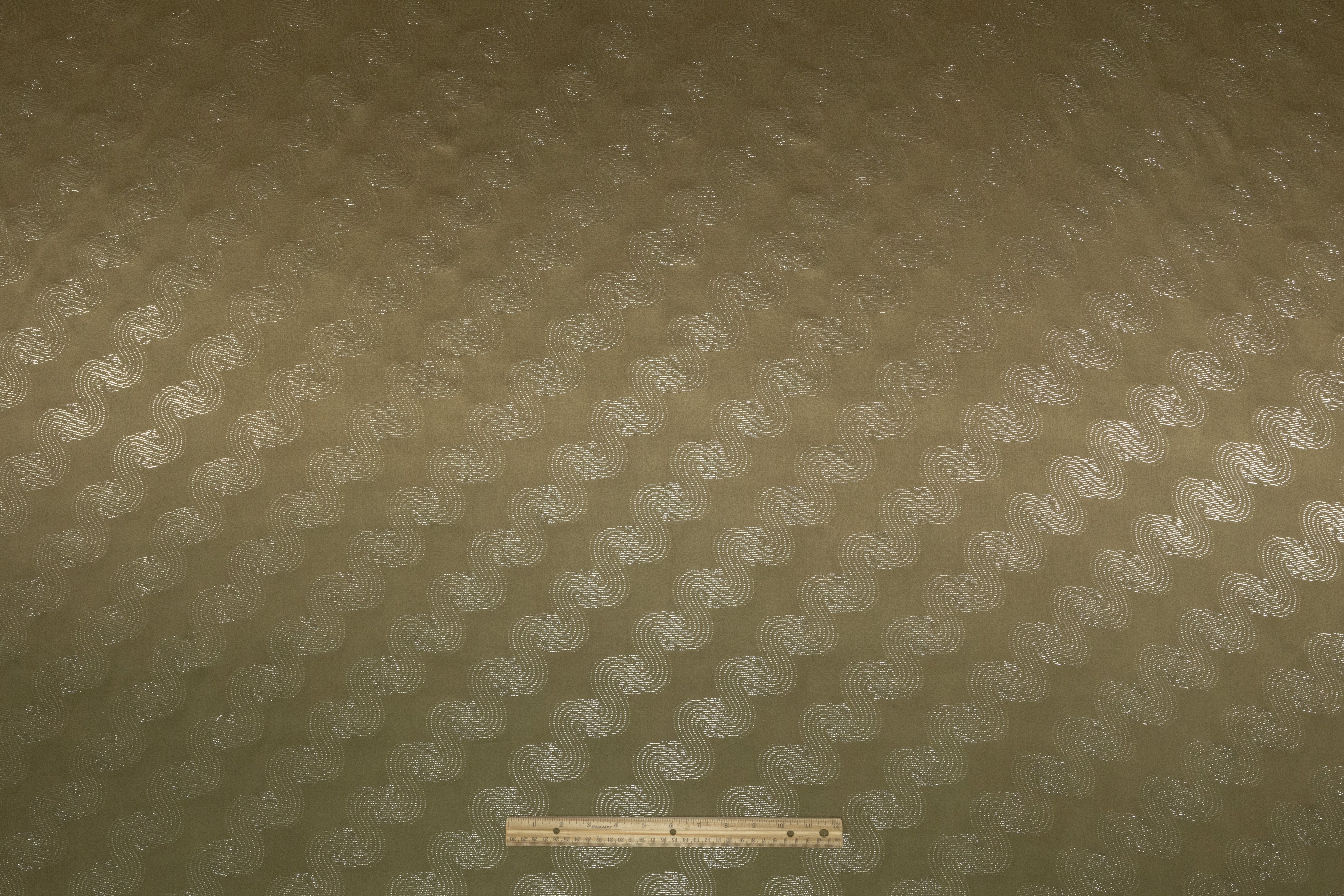 Metallic Italian Silk Jacquard - Olive / Silver