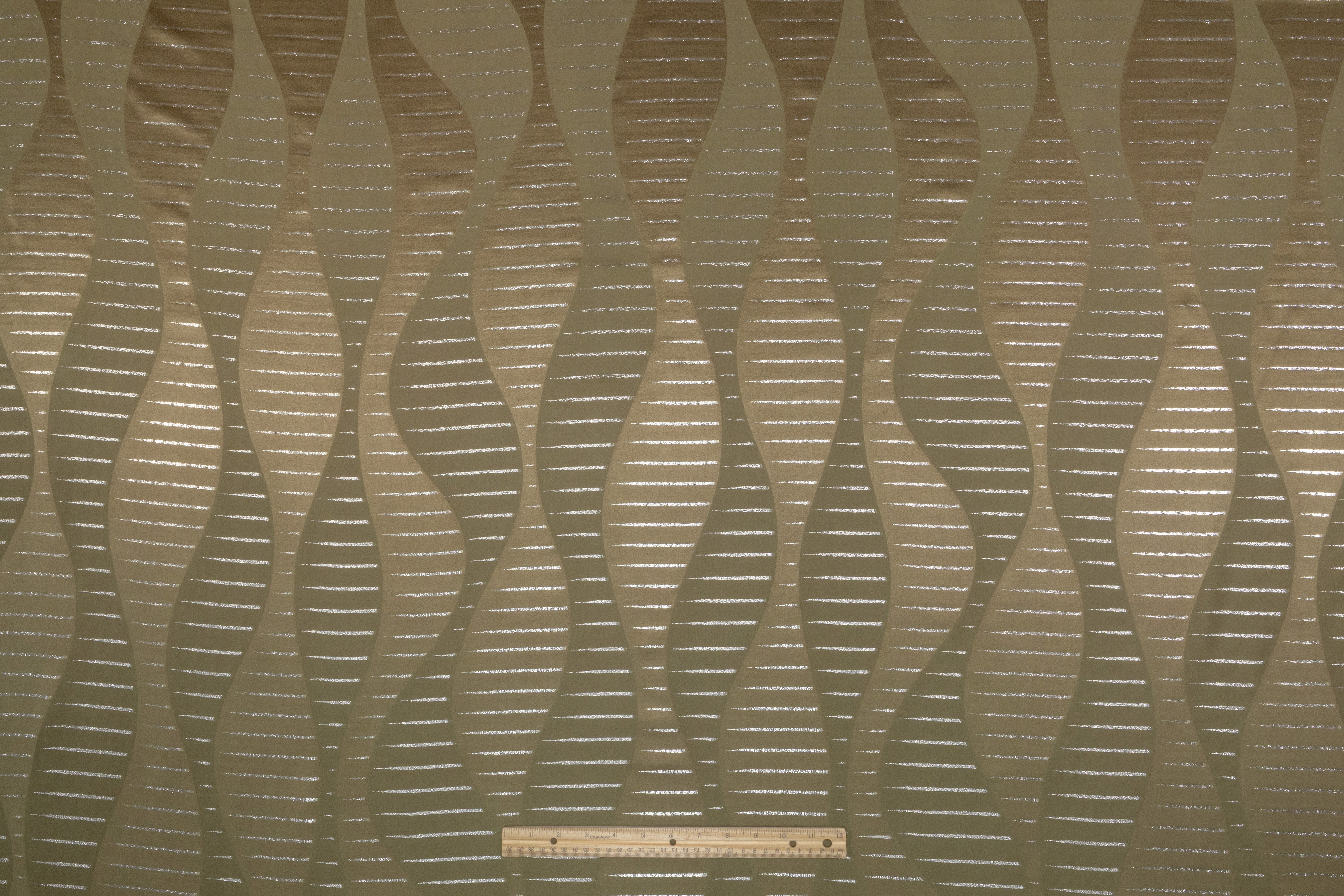 Metallic Italian Silk Jacquard - Olive / Silver