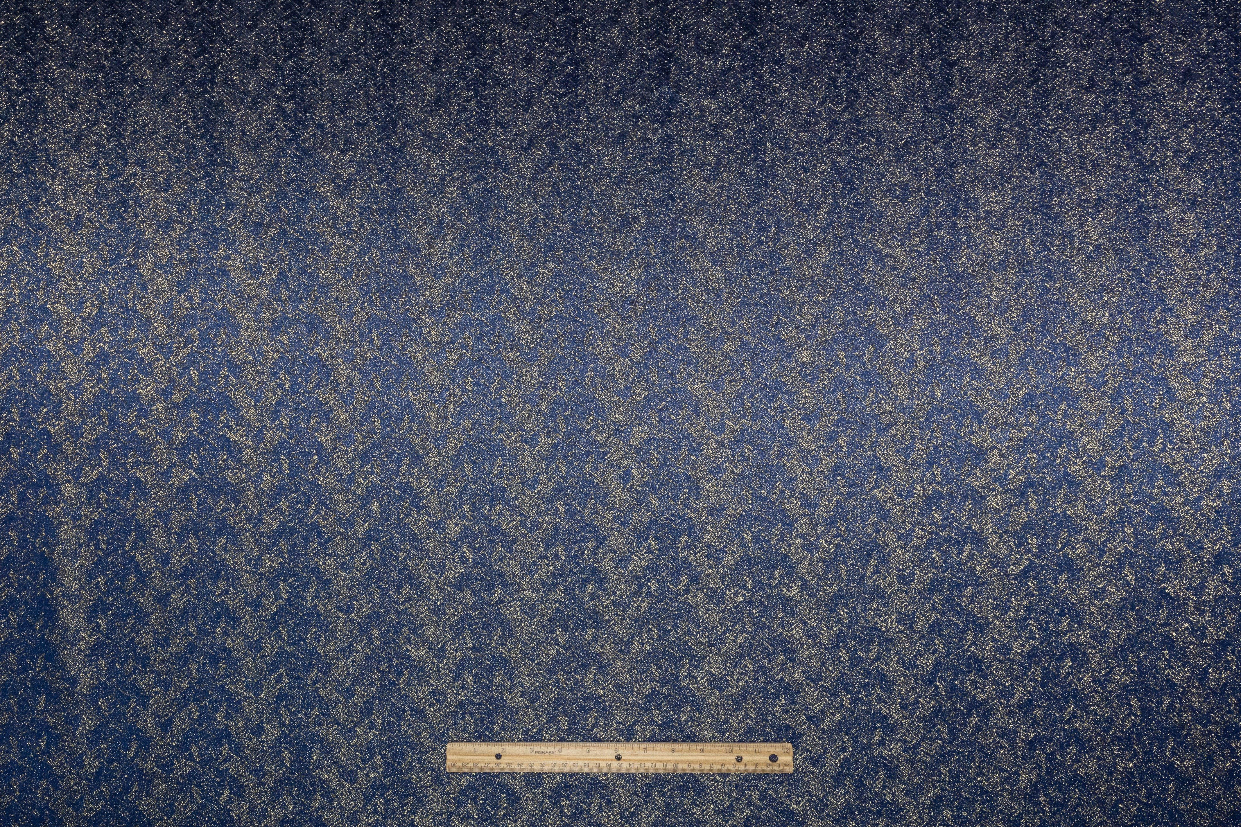 Chevron Italian Silk Viscose Metallic Jacquard - Blue / Gold